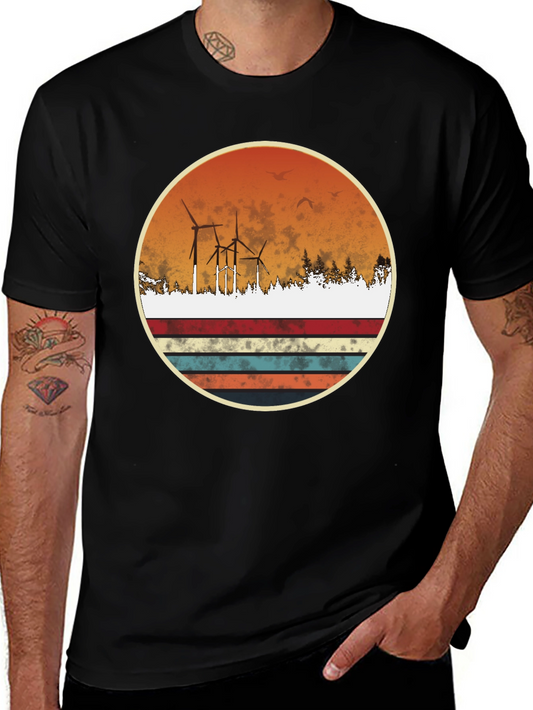 Retro Wind Turbine Graphic Tee