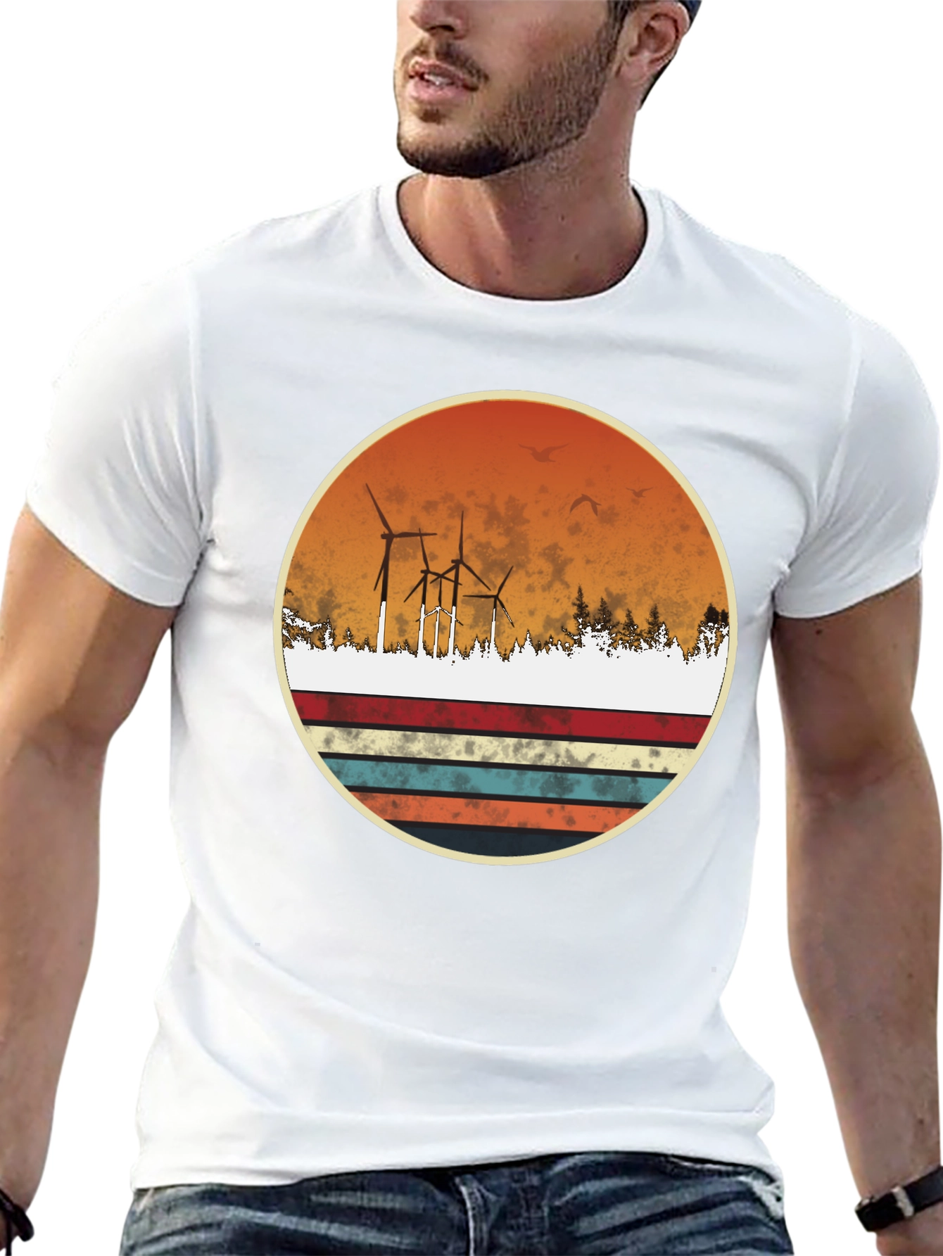Retro Wind Turbine Graphic Tee