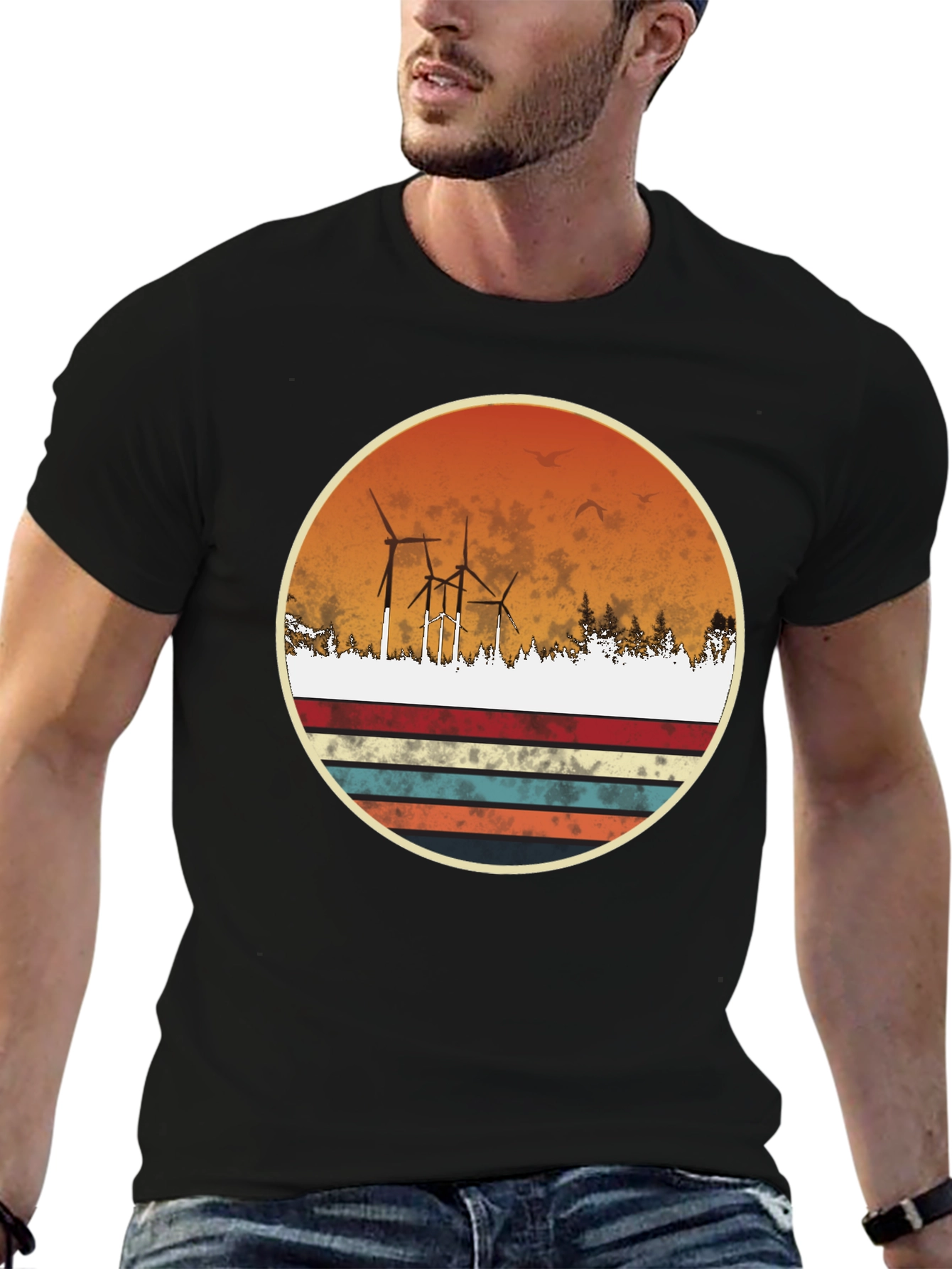 Retro Wind Turbine Graphic Tee