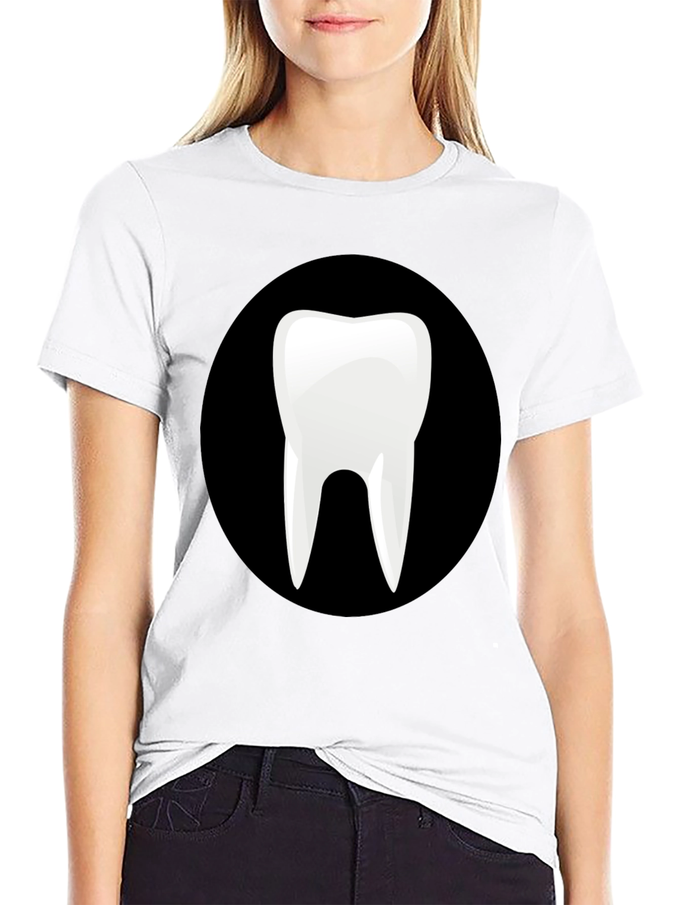 Novelty Tooth Graphic Black T-Shirt
