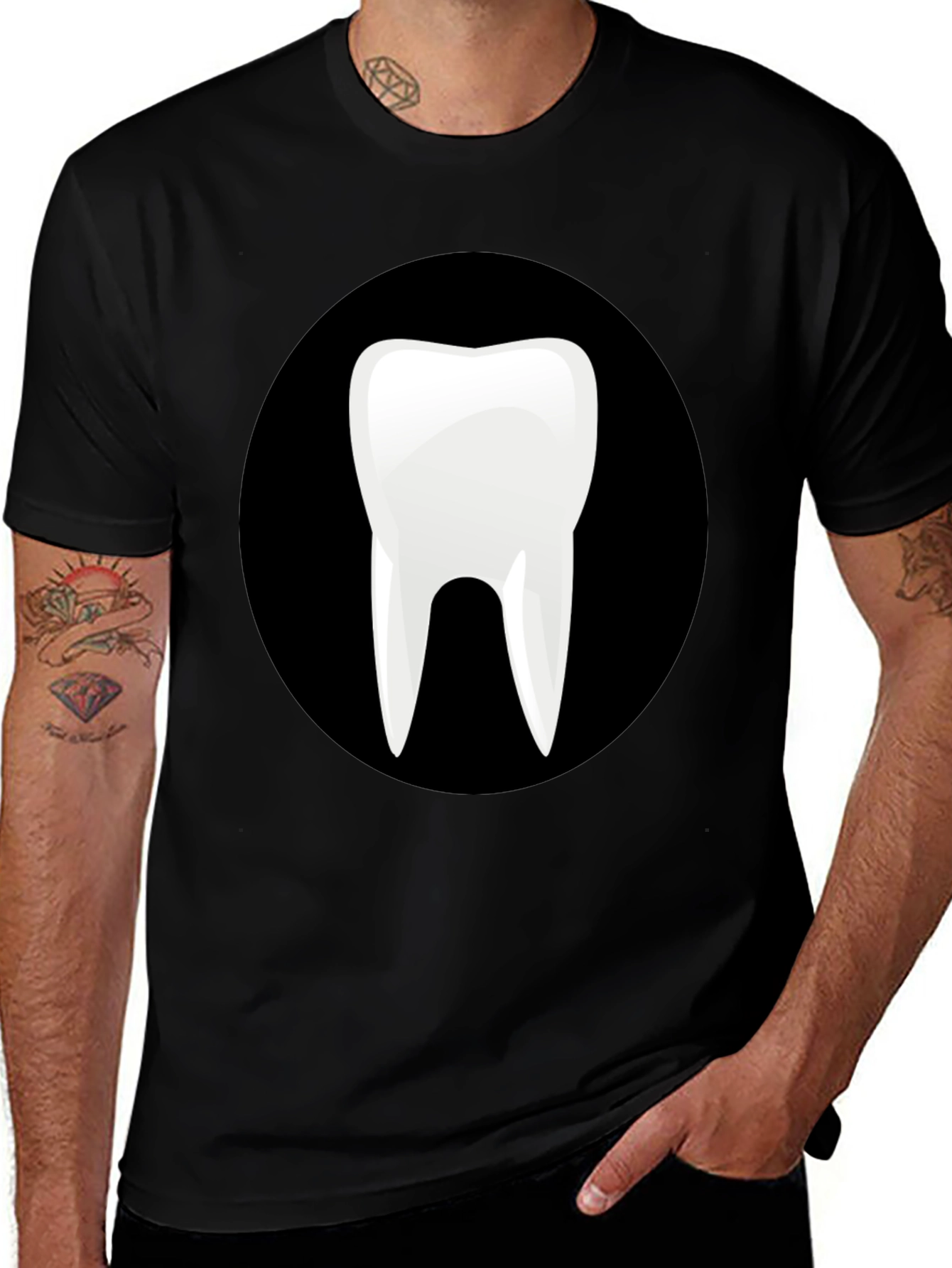 Novelty Tooth Graphic Black T-Shirt