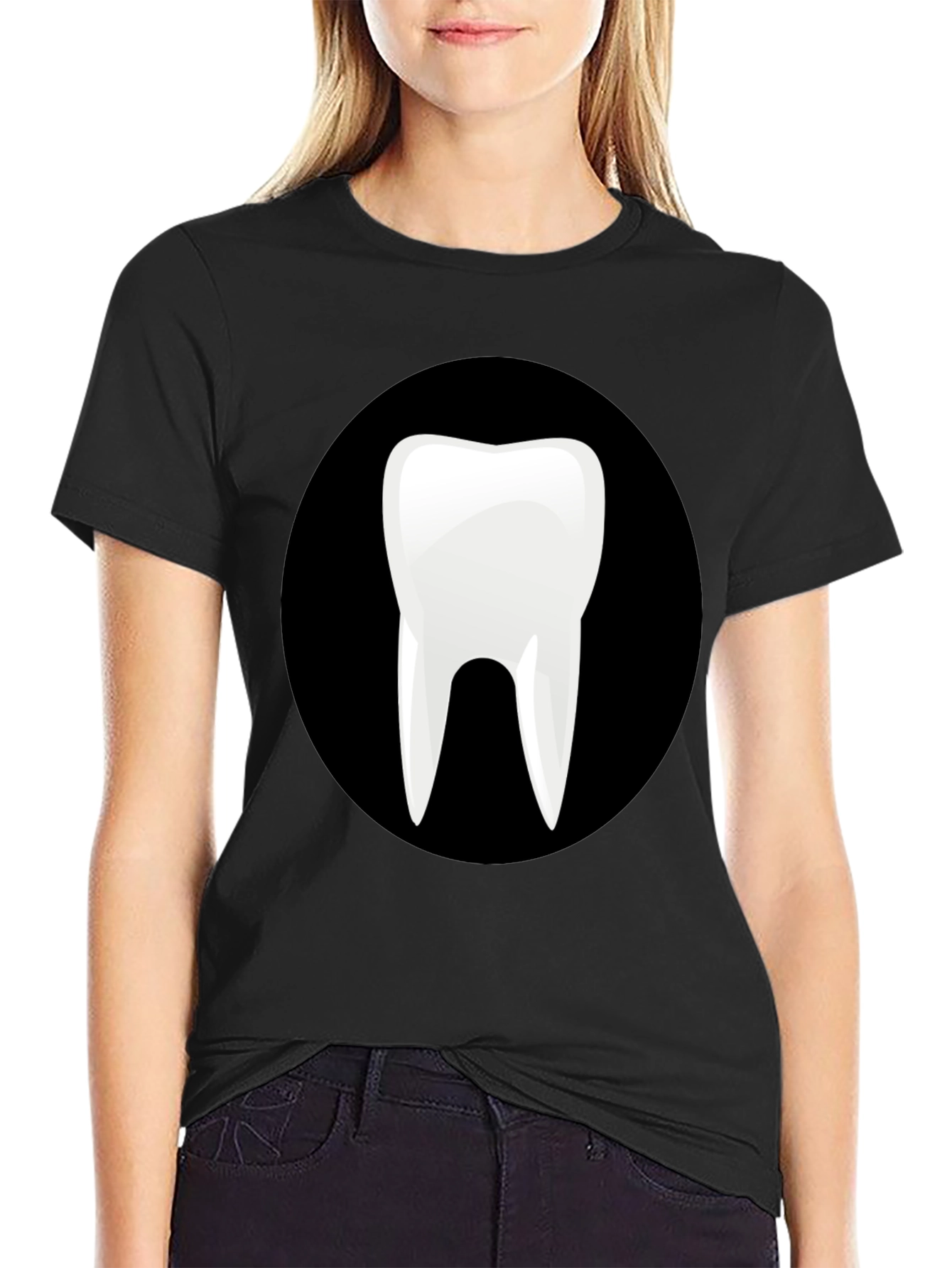 Novelty Tooth Graphic Black T-Shirt
