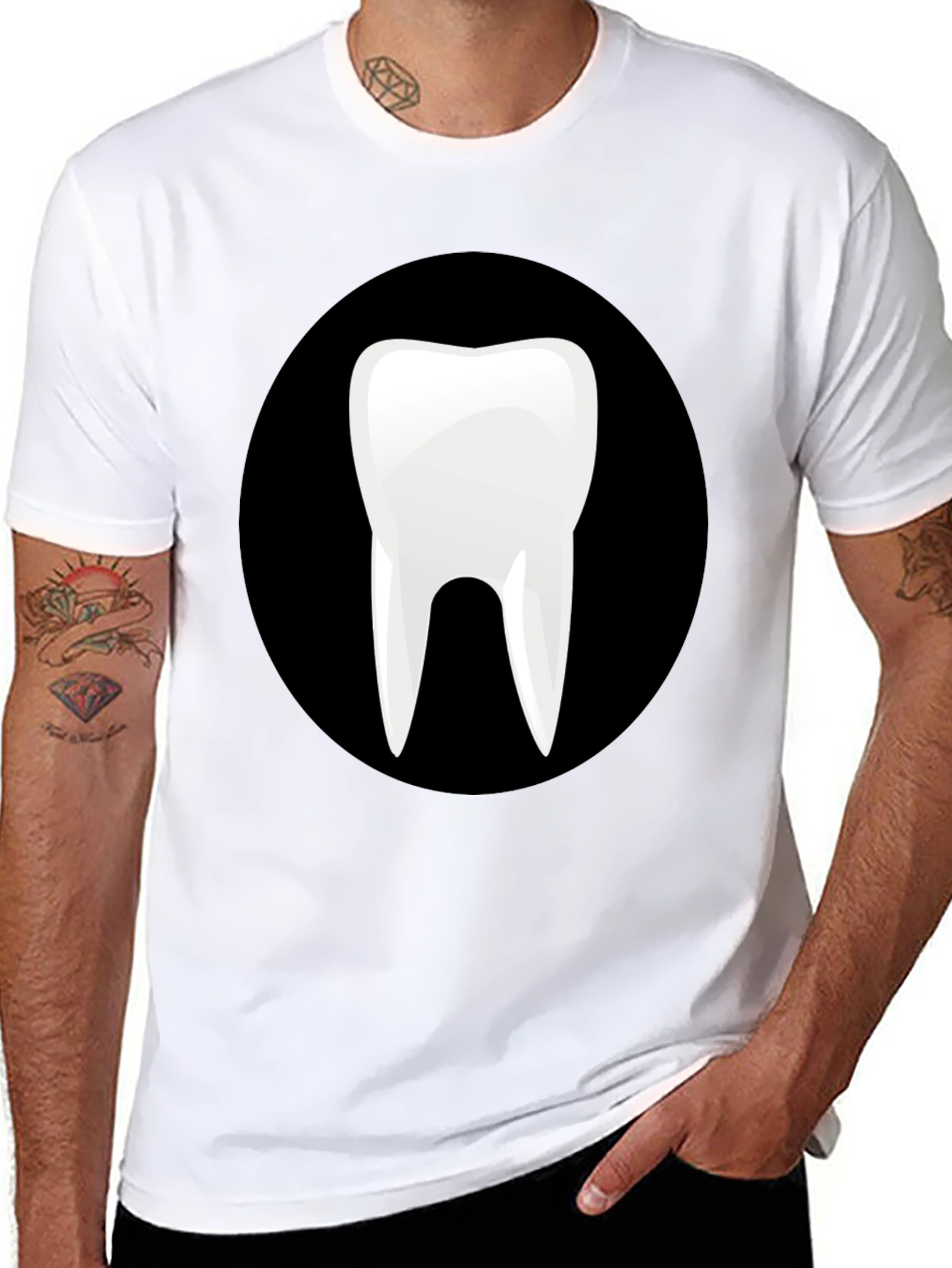Novelty Tooth Graphic Black T-Shirt