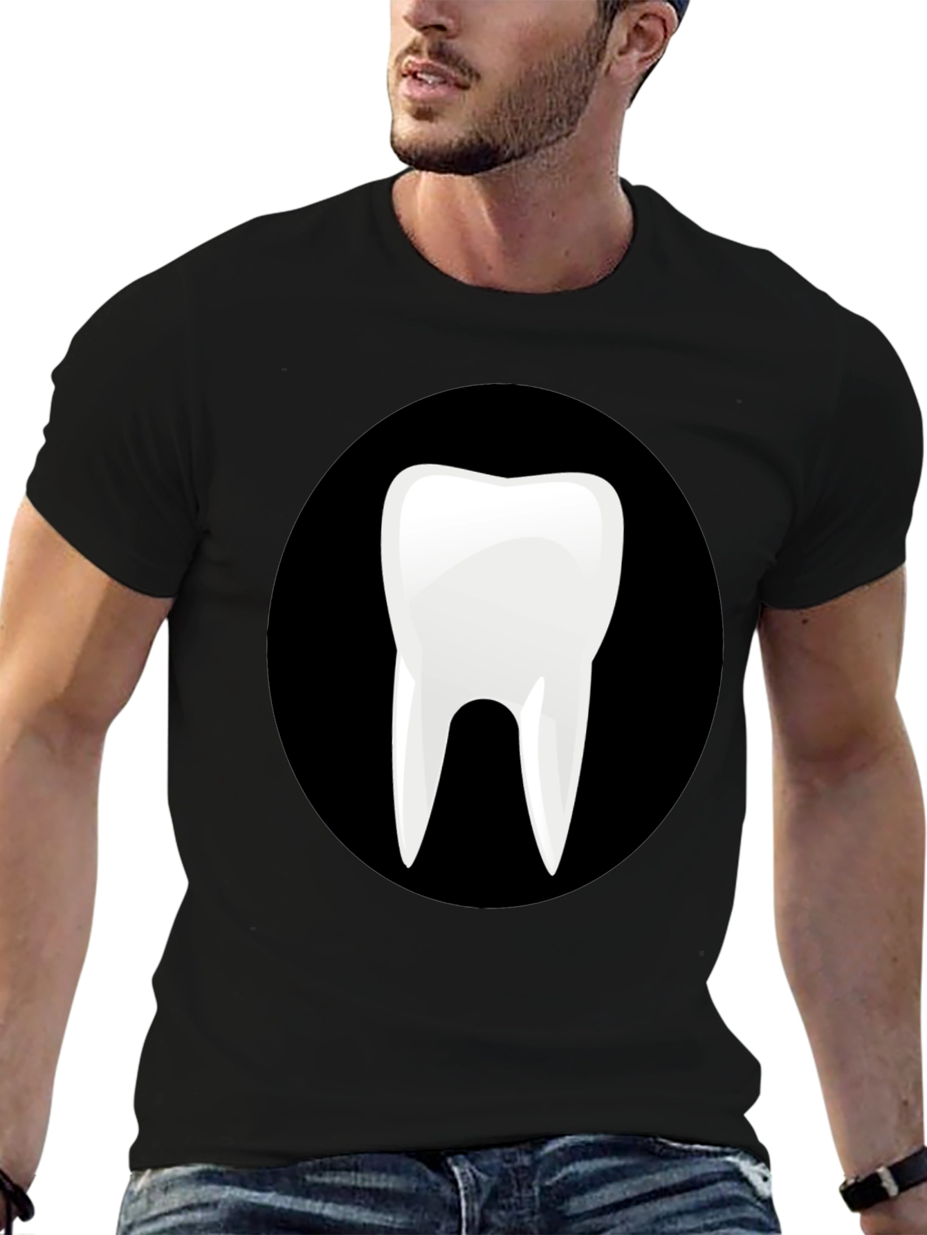 Novelty Tooth Graphic Black T-Shirt