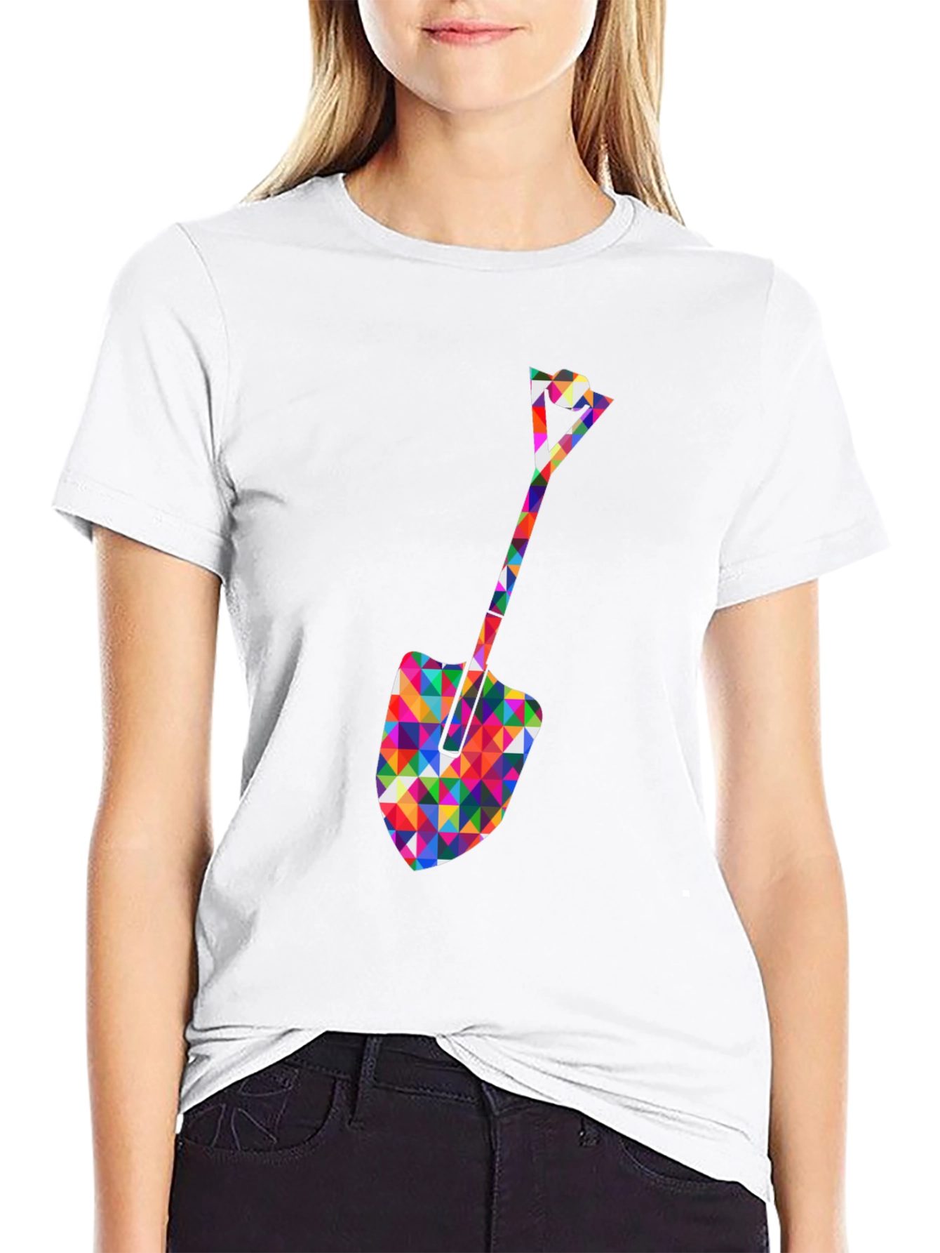 Geometric Spade Graphic Tee - Stylish Crew Neck Shirt