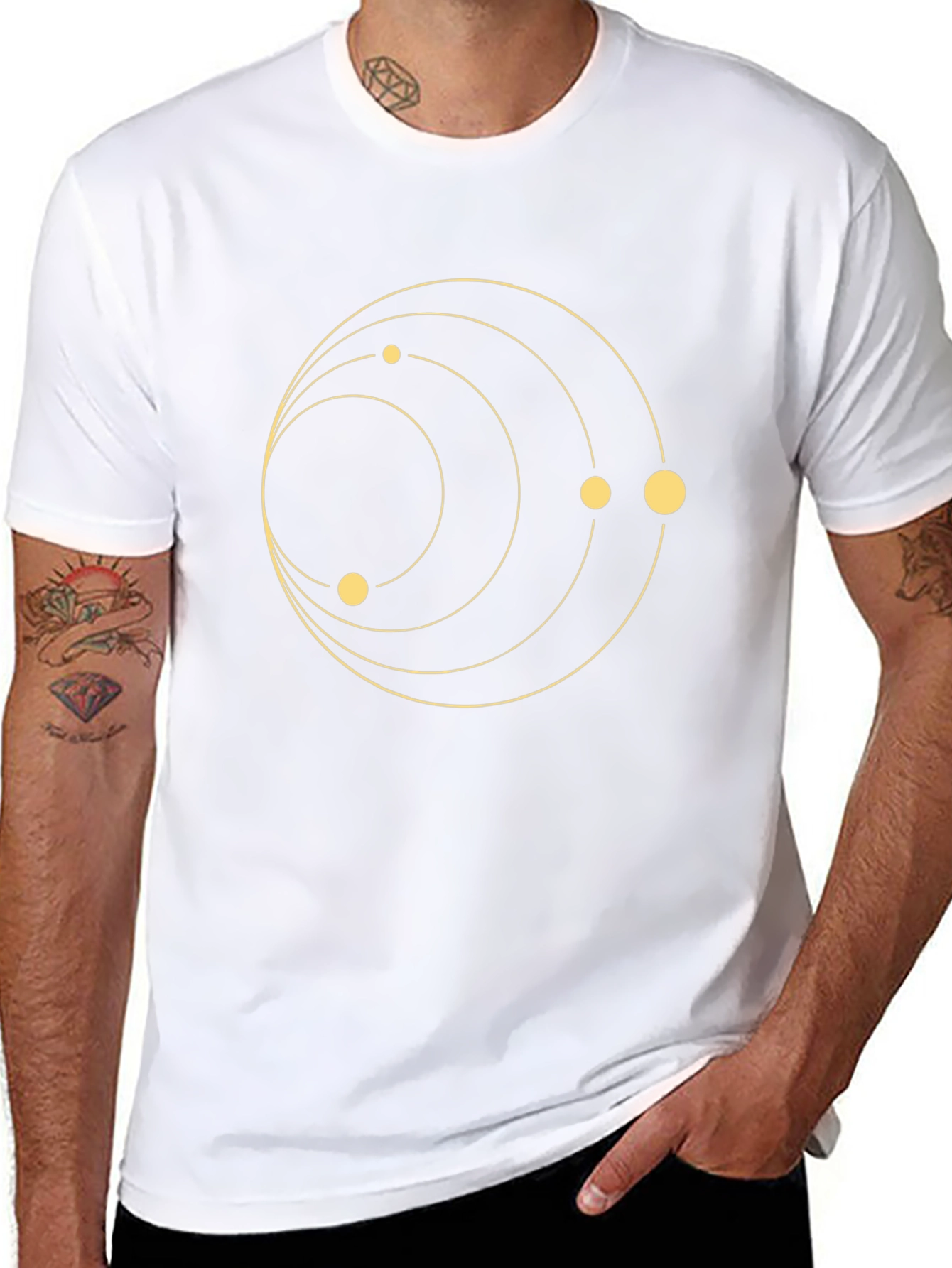 Cosmic Orbit Graphic Tee - Black Crew Neck