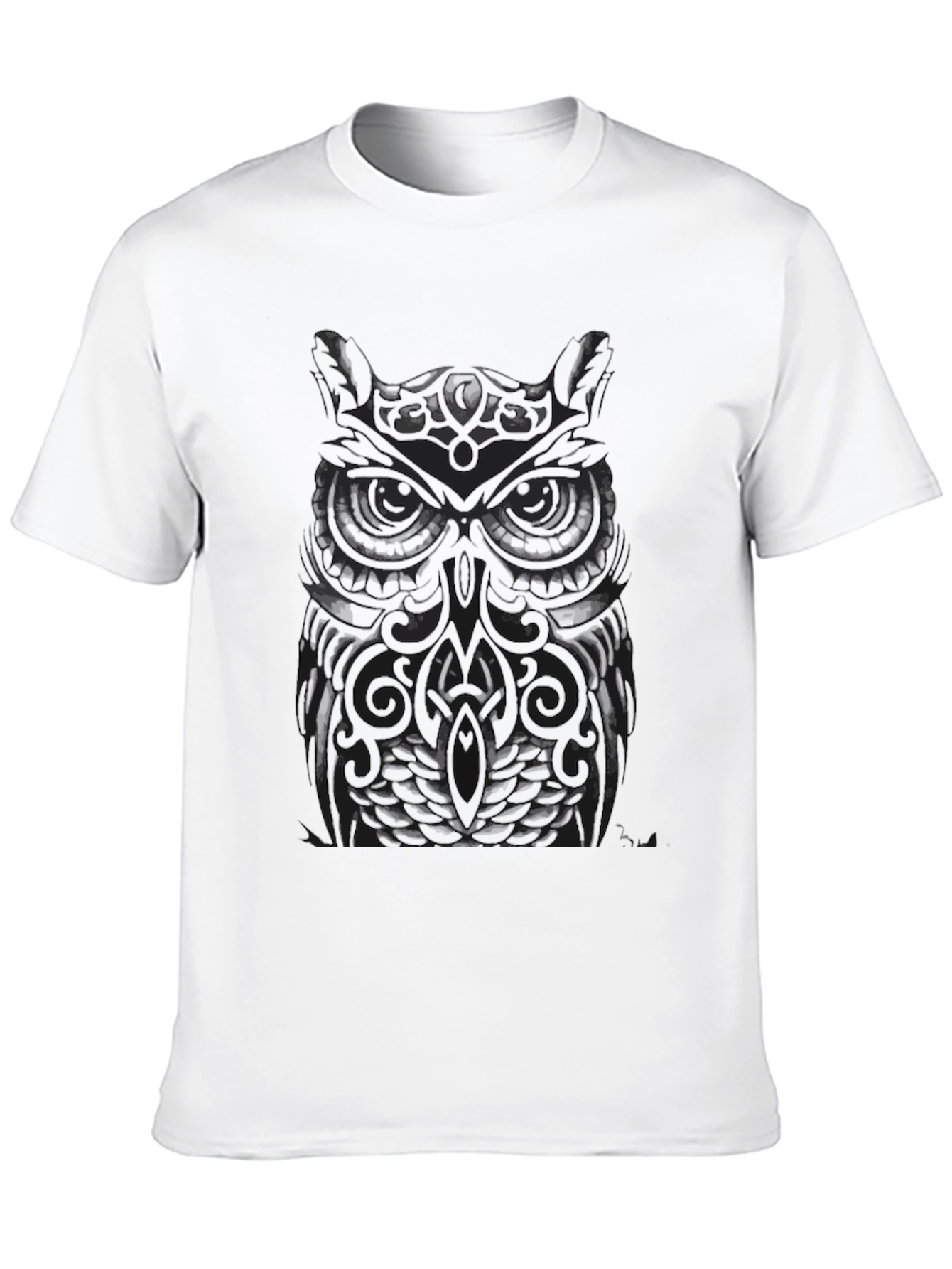 Tribal Owl Graphic Black T-Shirt
