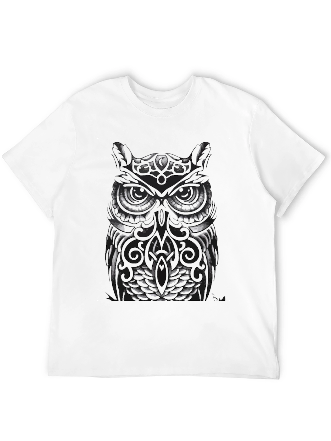 Tribal Owl Graphic Black T-Shirt