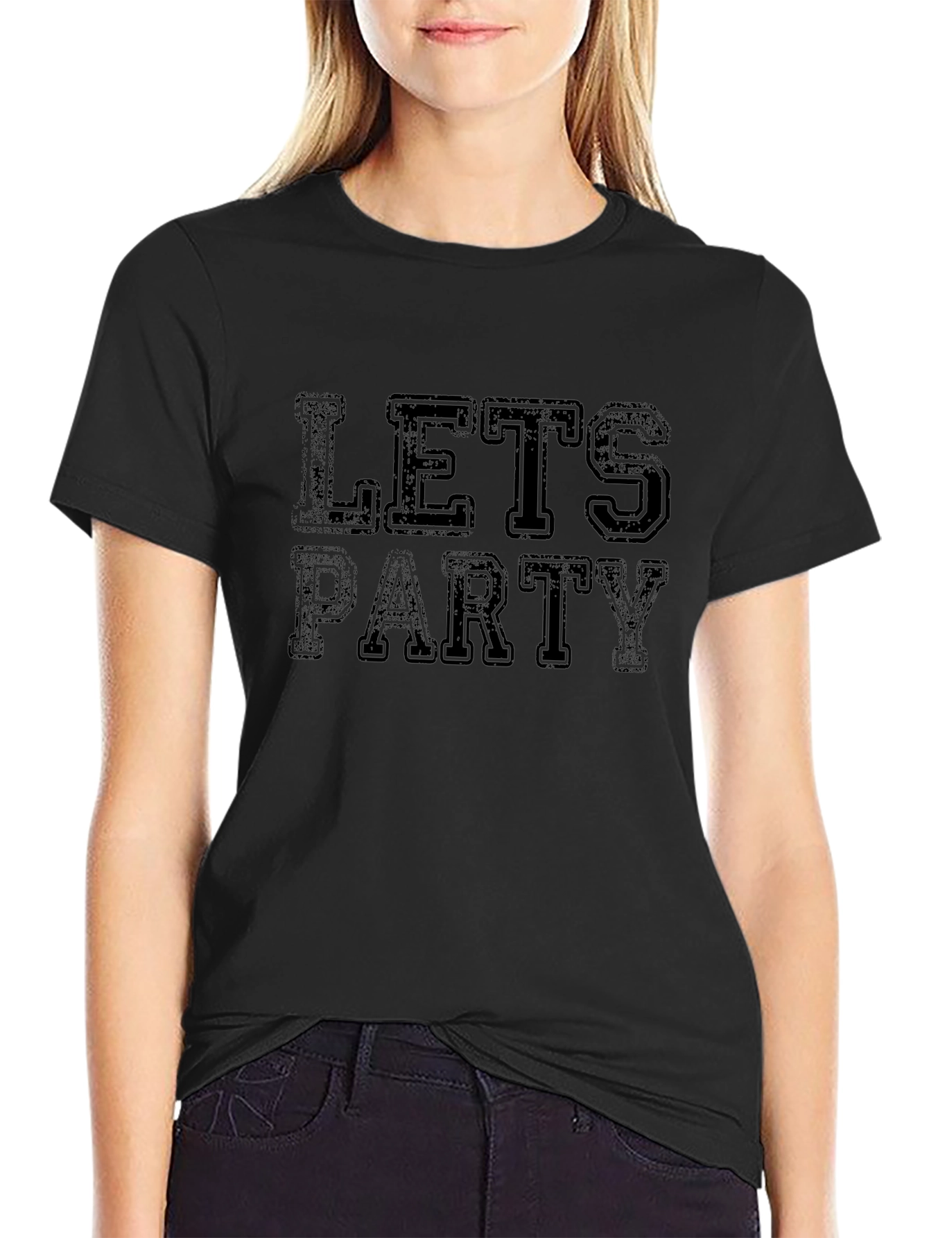 Lets Party Black Graphic T-Shirt