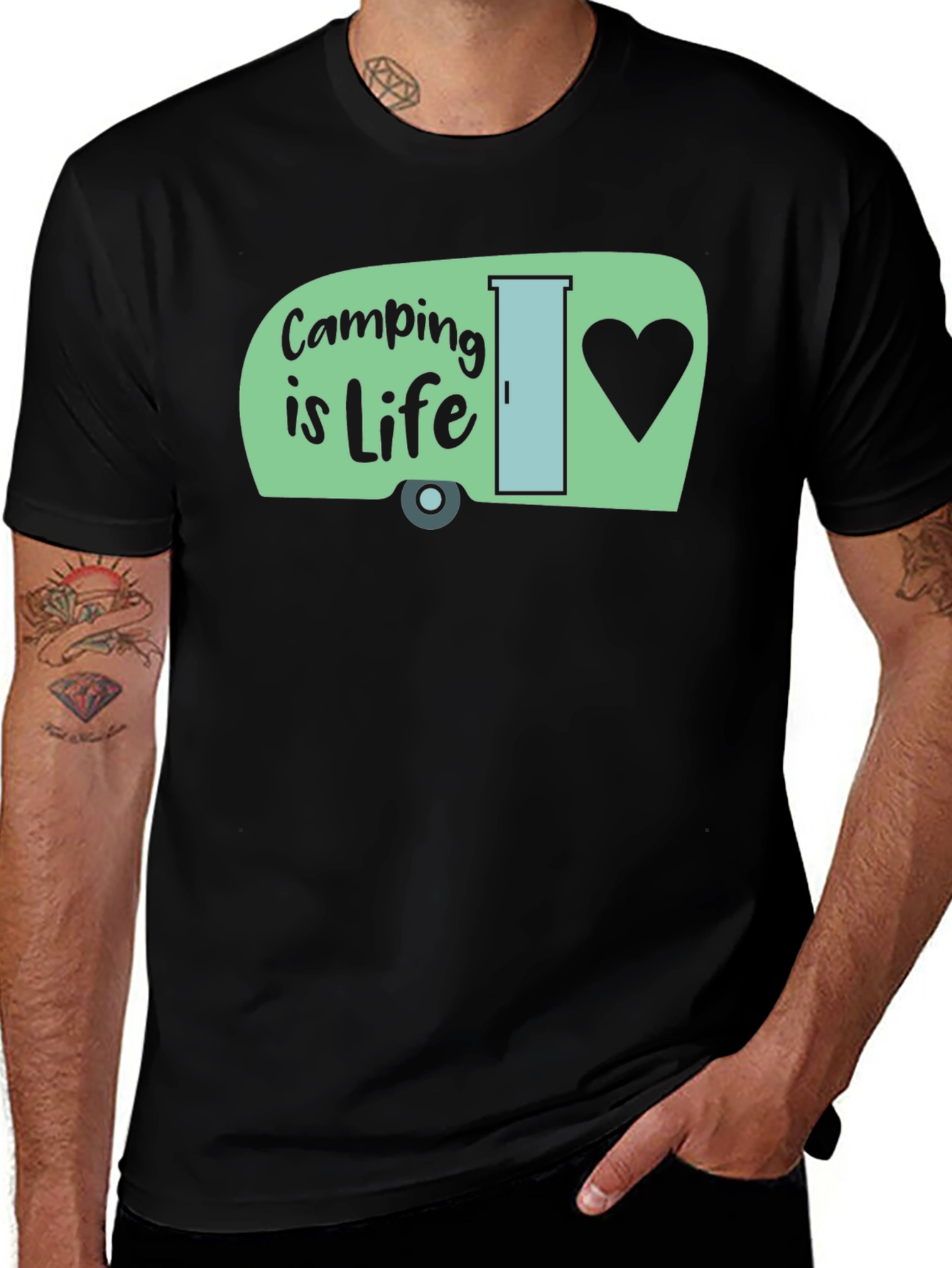 Camping is Life T-Shirt -  Mens Black Graphic Tee