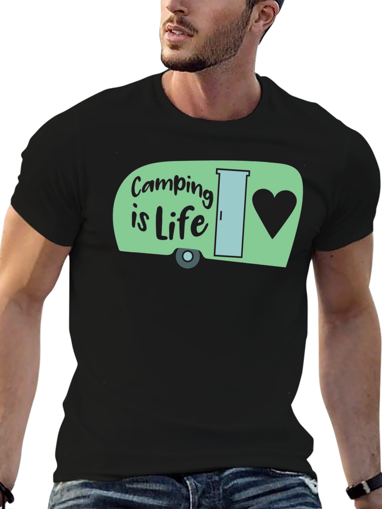 Camping is Life T-Shirt -  Mens Black Graphic Tee