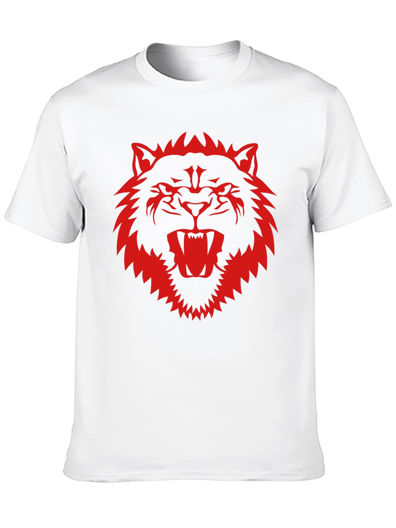 Black T-Shirt with Fierce Red Wolf Graphic