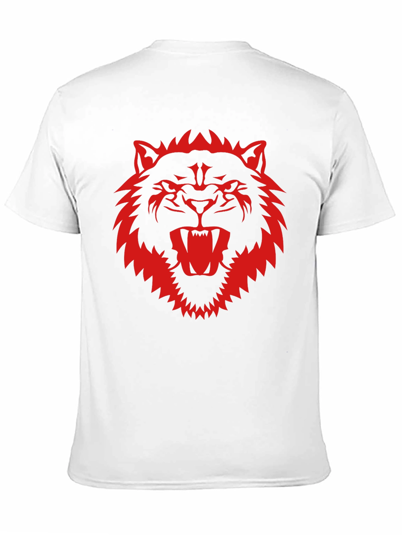 Black T-Shirt with Fierce Red Wolf Graphic