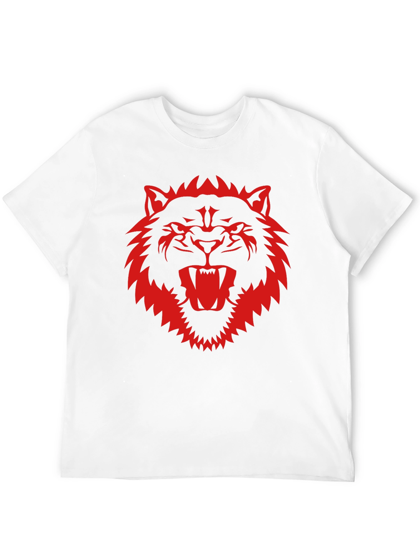 Black T-Shirt with Fierce Red Wolf Graphic