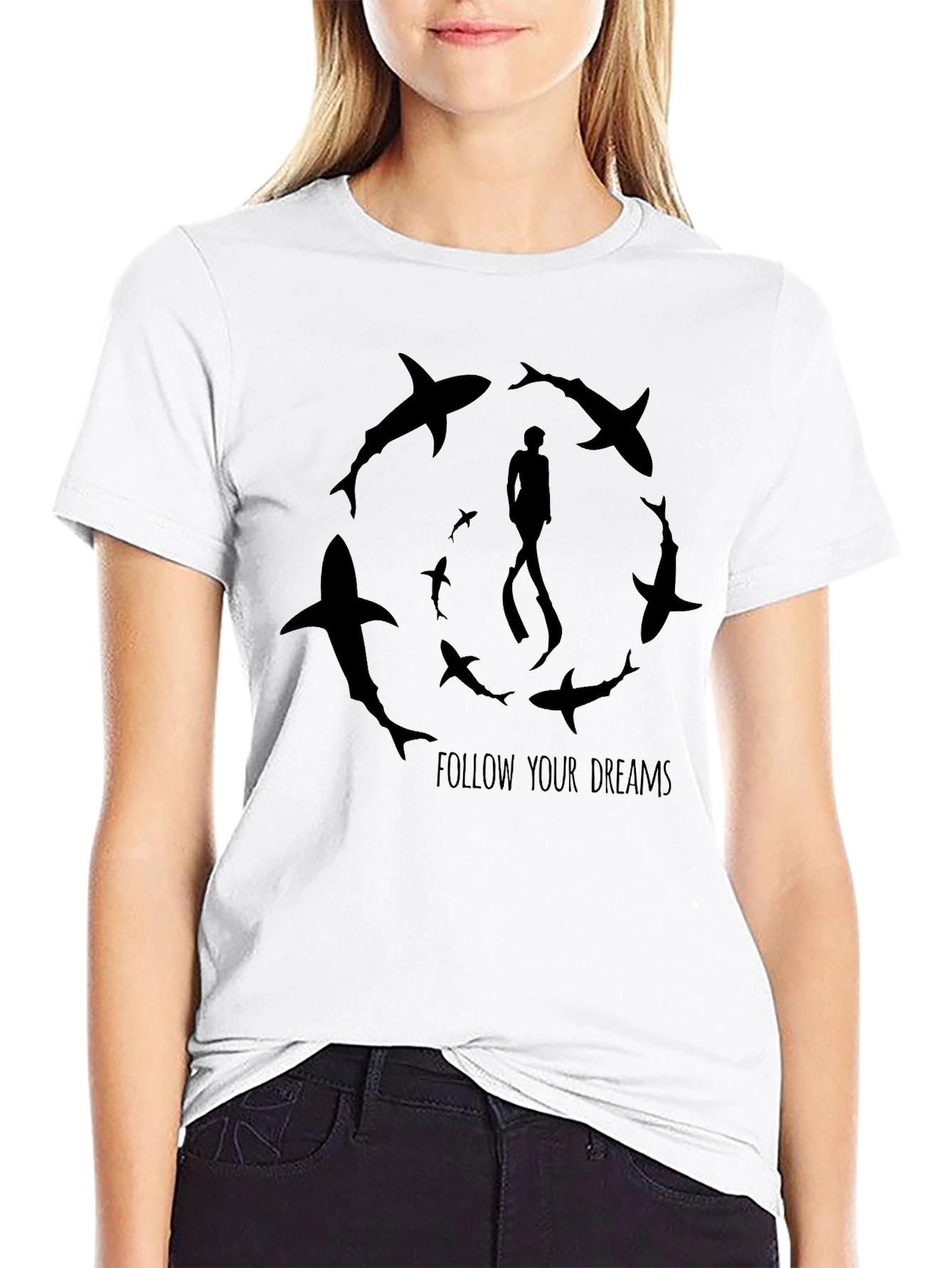 Follow Your Dreams Shark Circle T-Shirt