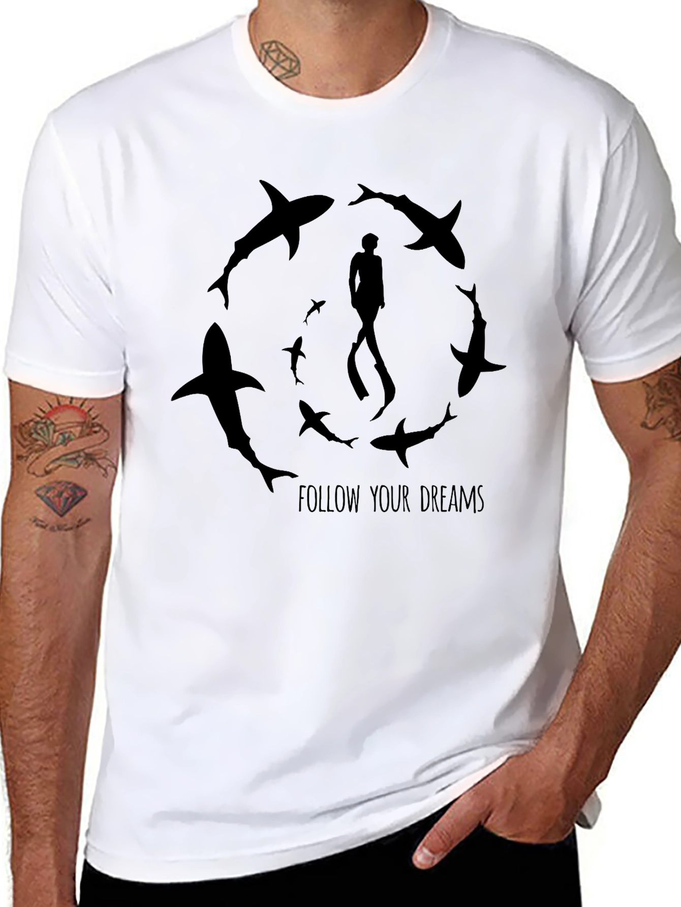 Follow Your Dreams Shark Circle T-Shirt