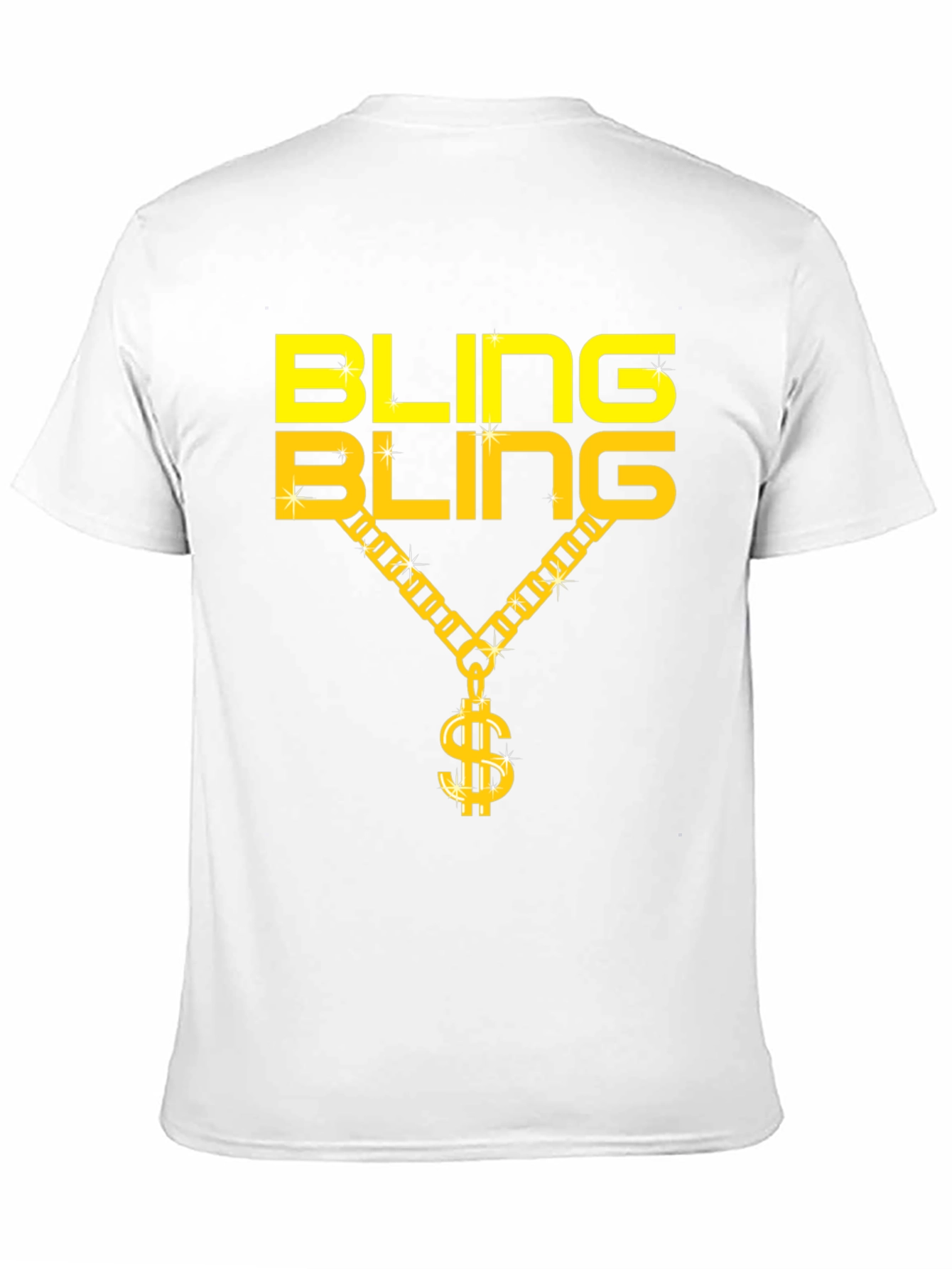 Bling Bling Gold Chain Dollar Sign Black T-Shirt