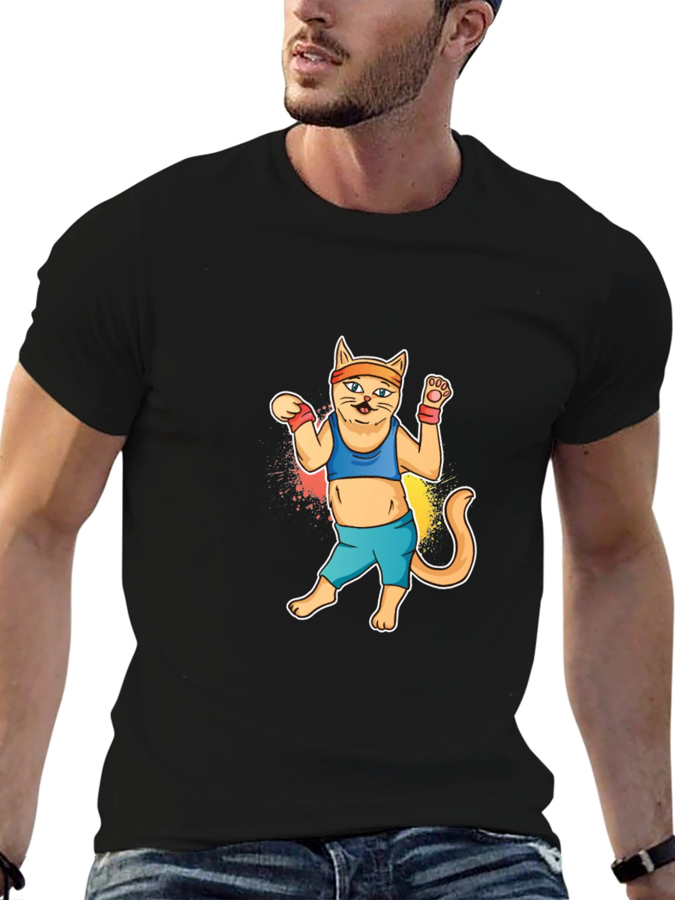 Workout Cat Graphic Tee