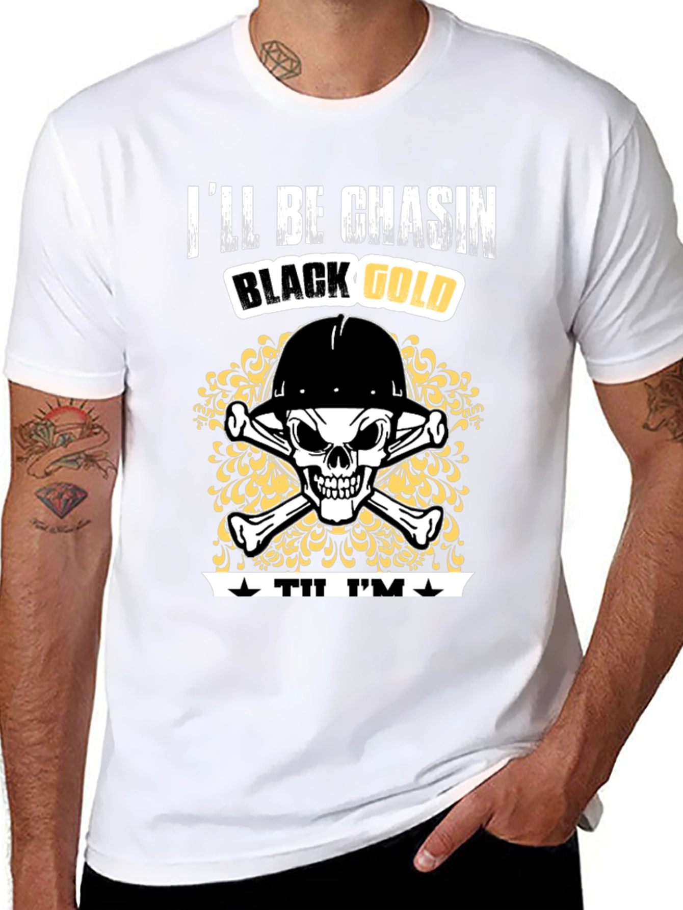 Black Gold Miner Skull T-Shirt
