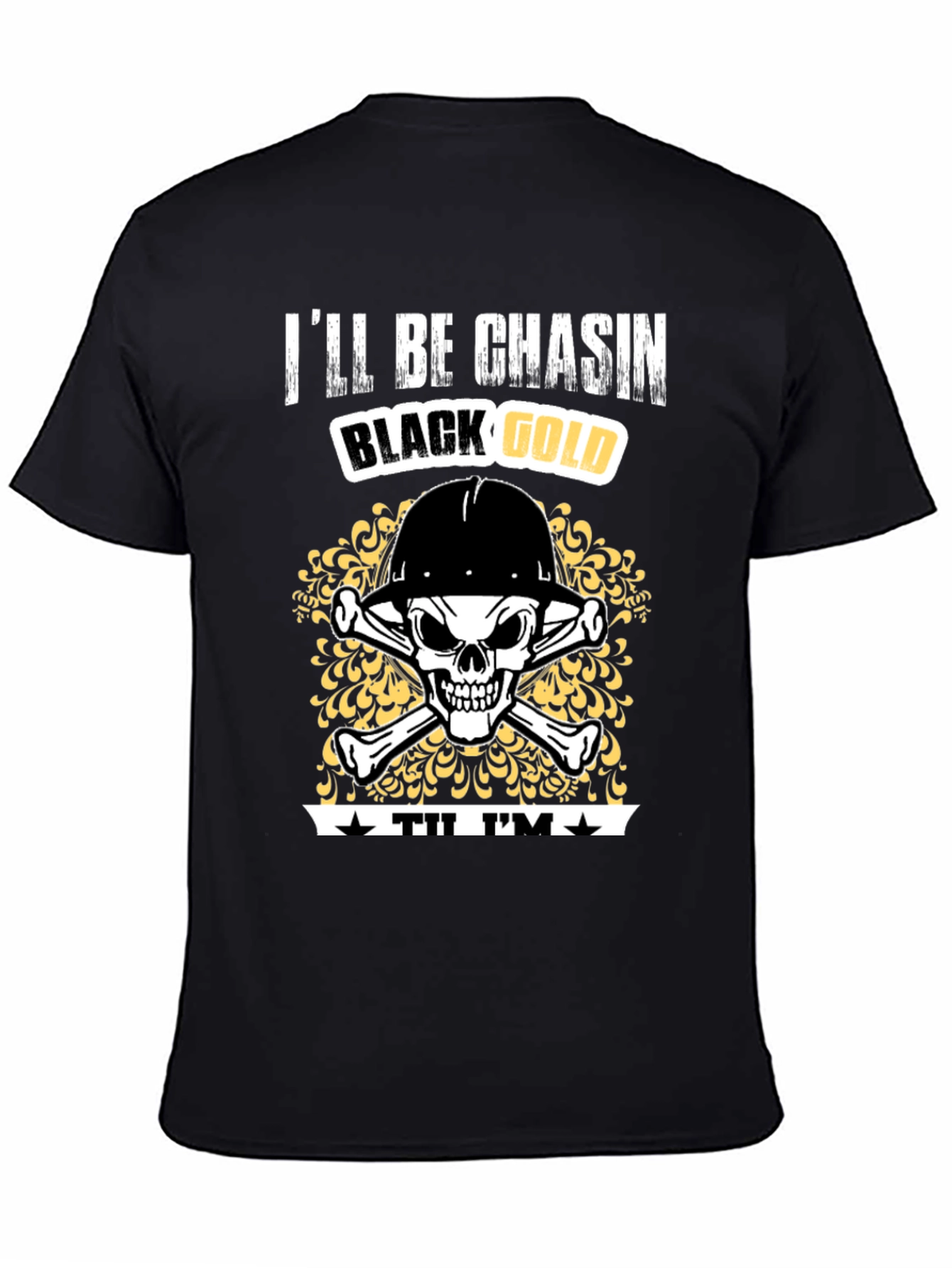 Black Gold Miner Skull T-Shirt