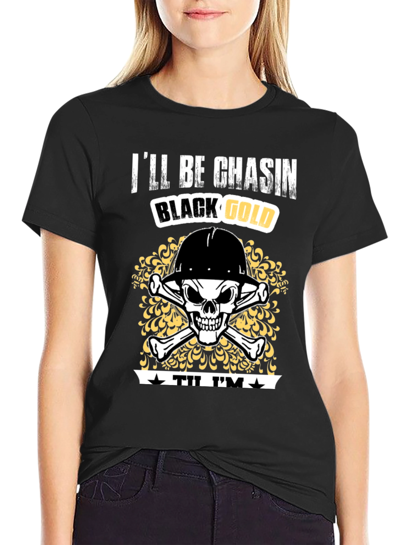 Black Gold Miner Skull T-Shirt