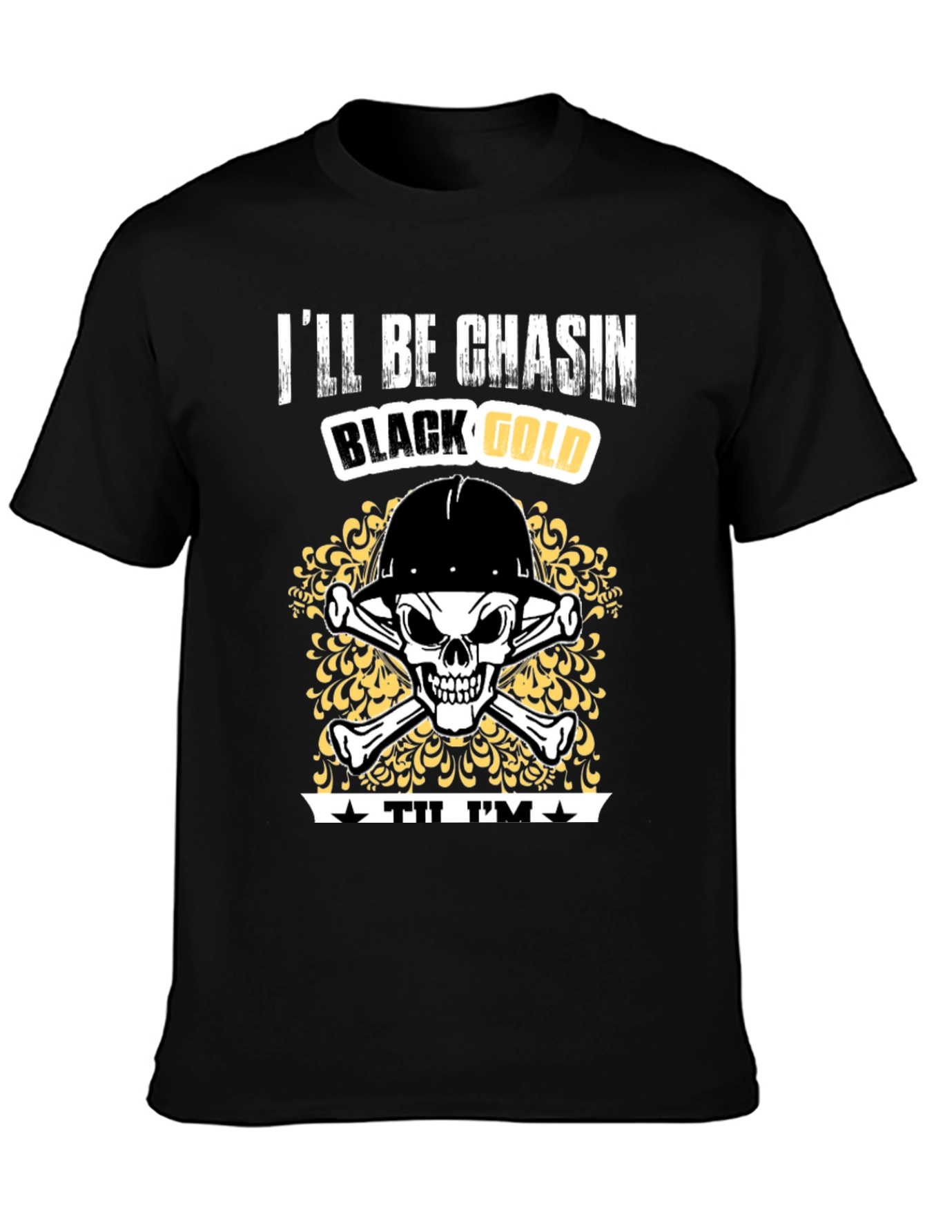 Black Gold Miner Skull T-Shirt