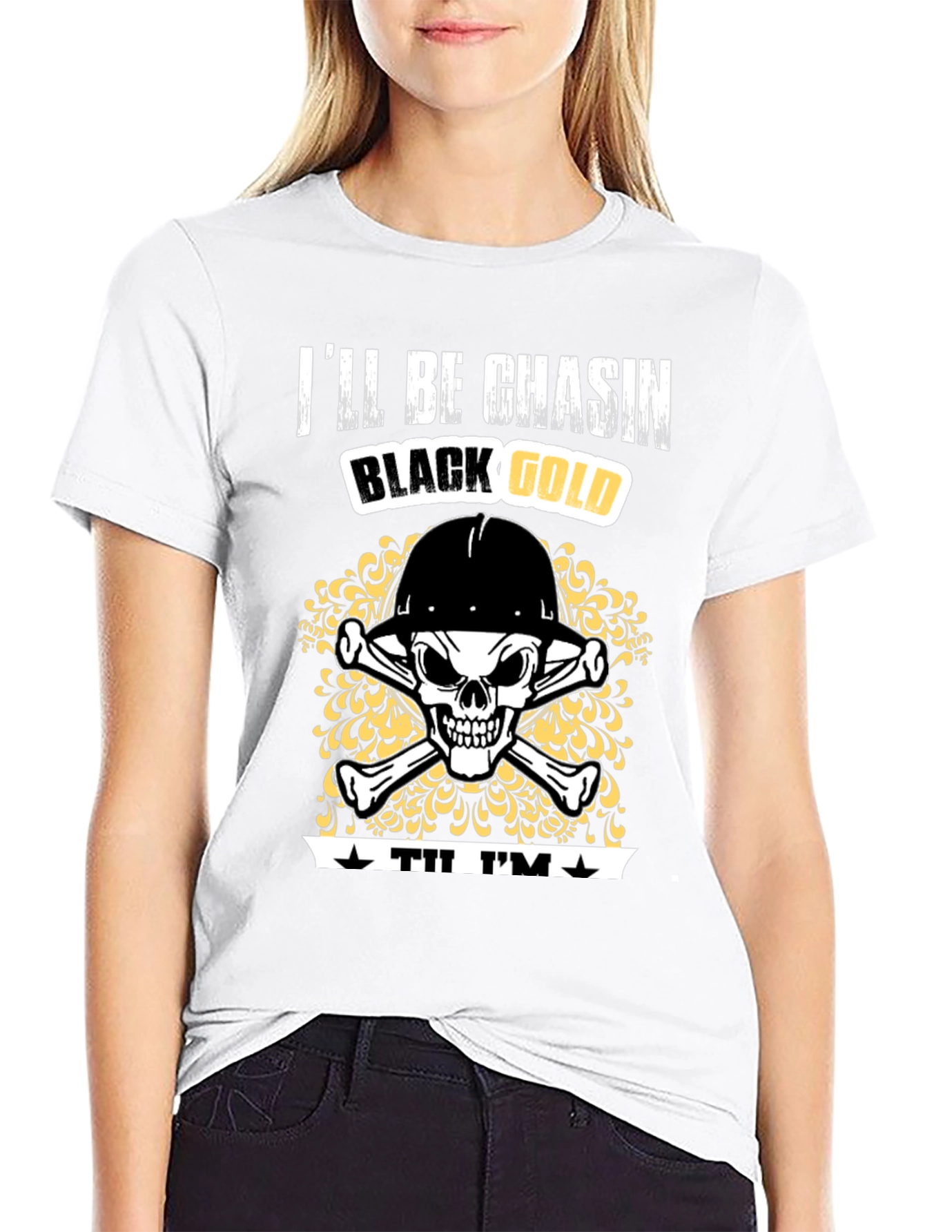 Black Gold Miner Skull T-Shirt