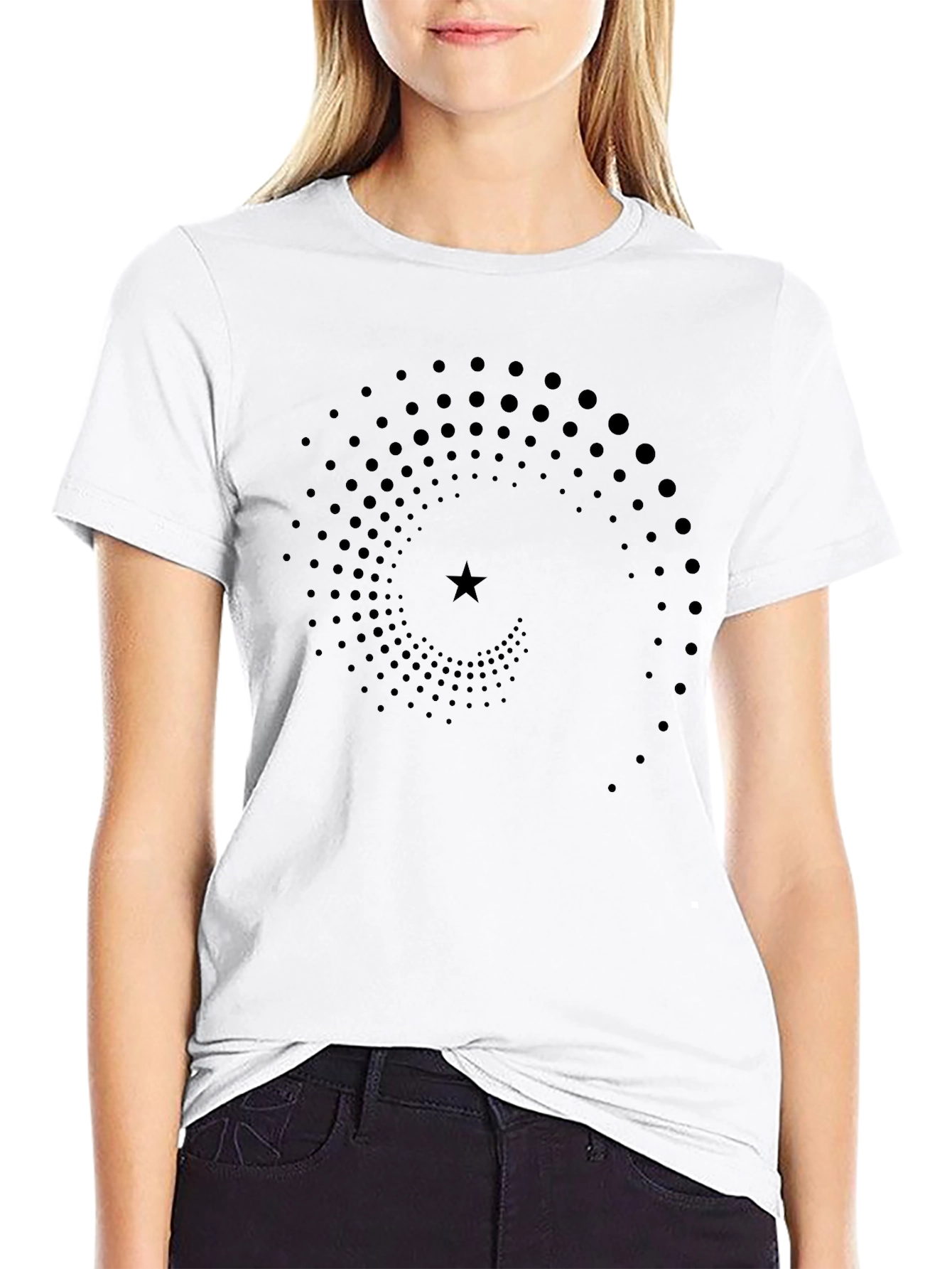 Spiral Star Graphic T-Shirt - Black