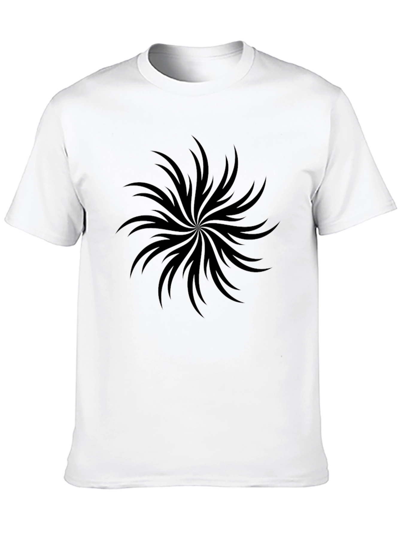 Black Graphic Tee - Abstract Spiral Design