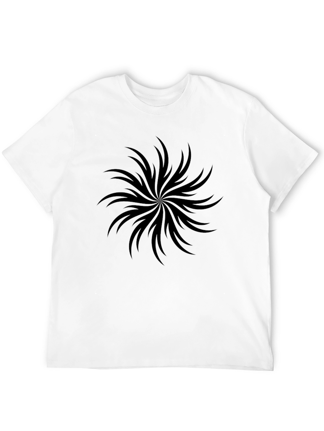 Black Graphic Tee - Abstract Spiral Design