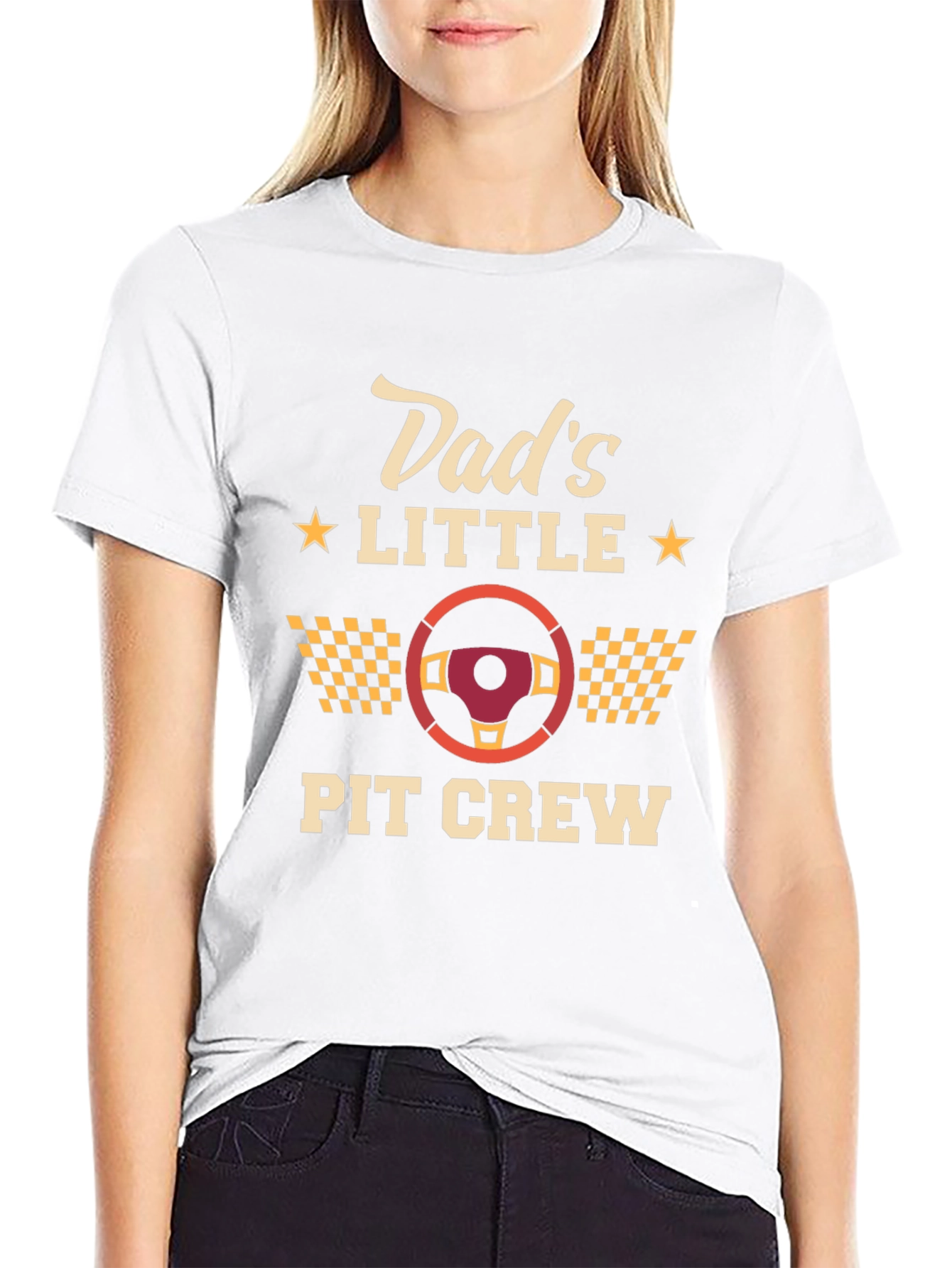Dads Little Pit Crew Black Graphic T-Shirt