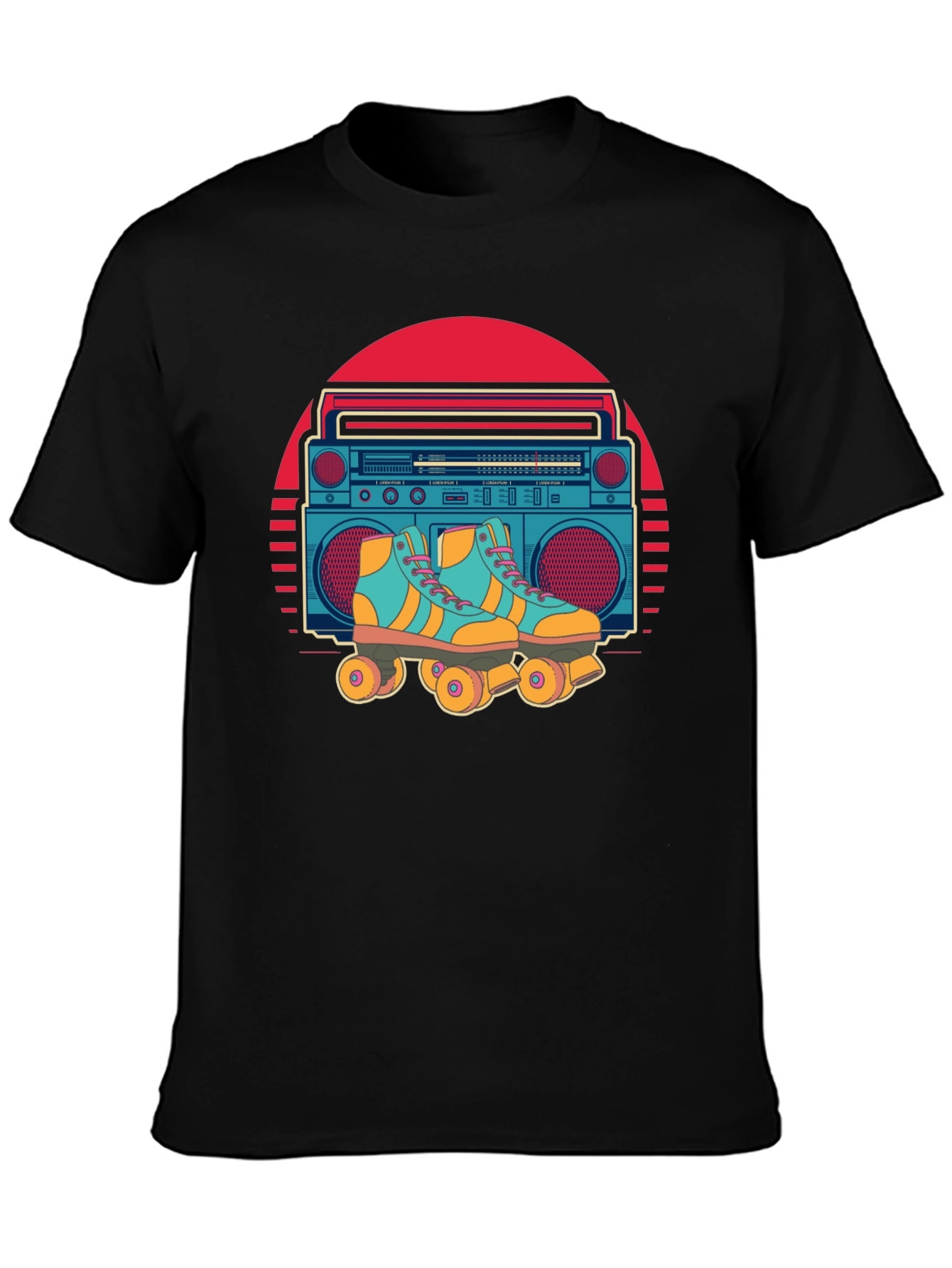 Retro Boombox & Roller Skate Graphic Tee