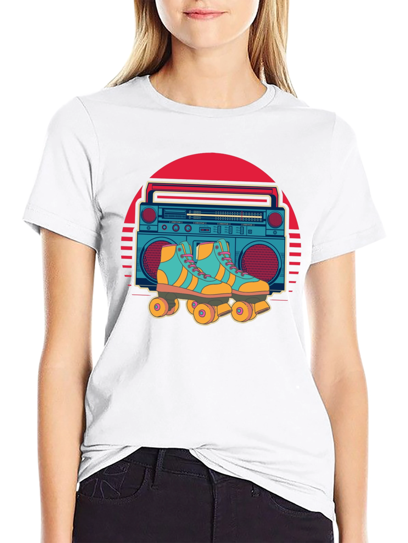 Retro Boombox & Roller Skate Graphic Tee