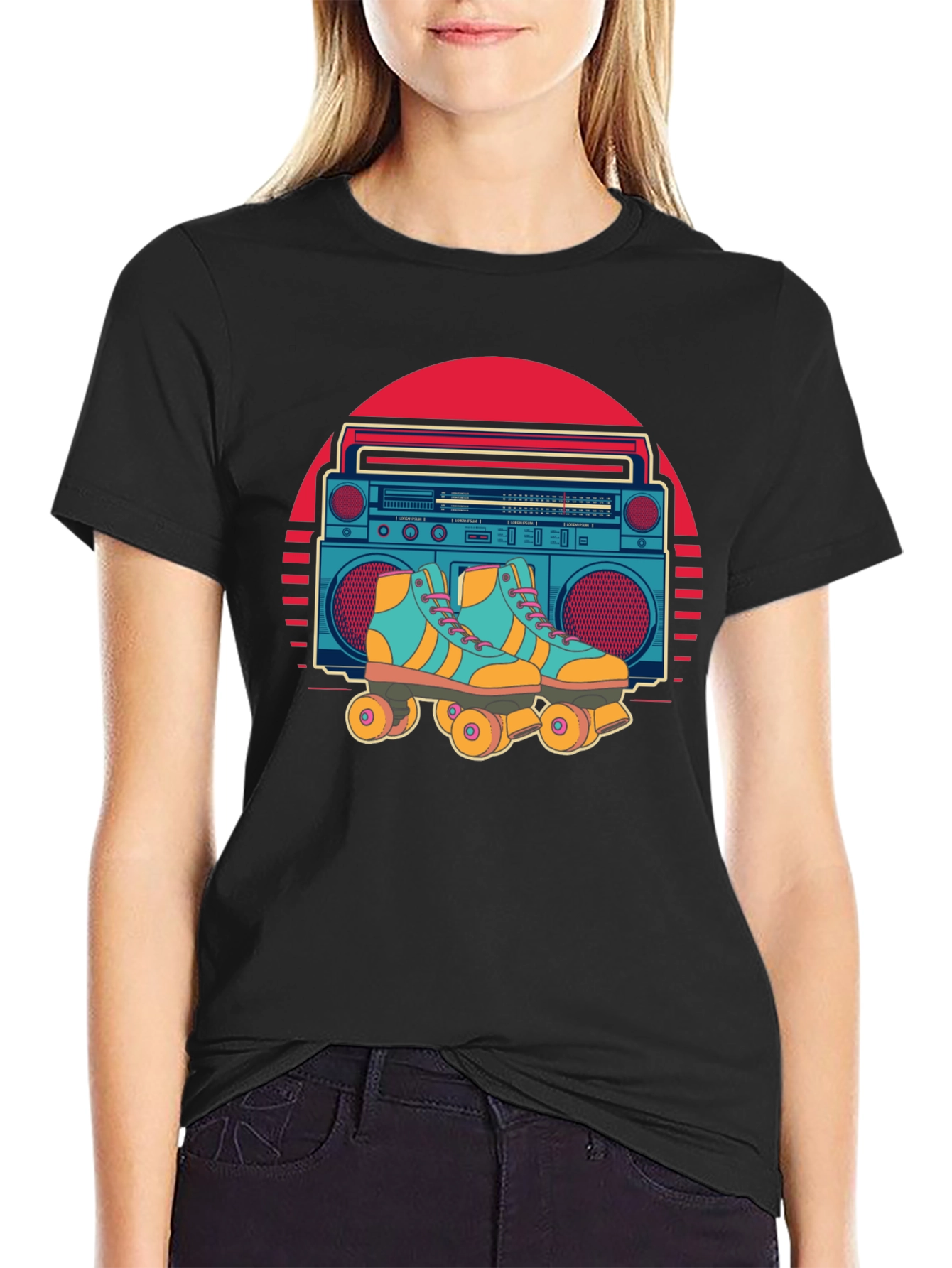 Retro Boombox & Roller Skate Graphic Tee