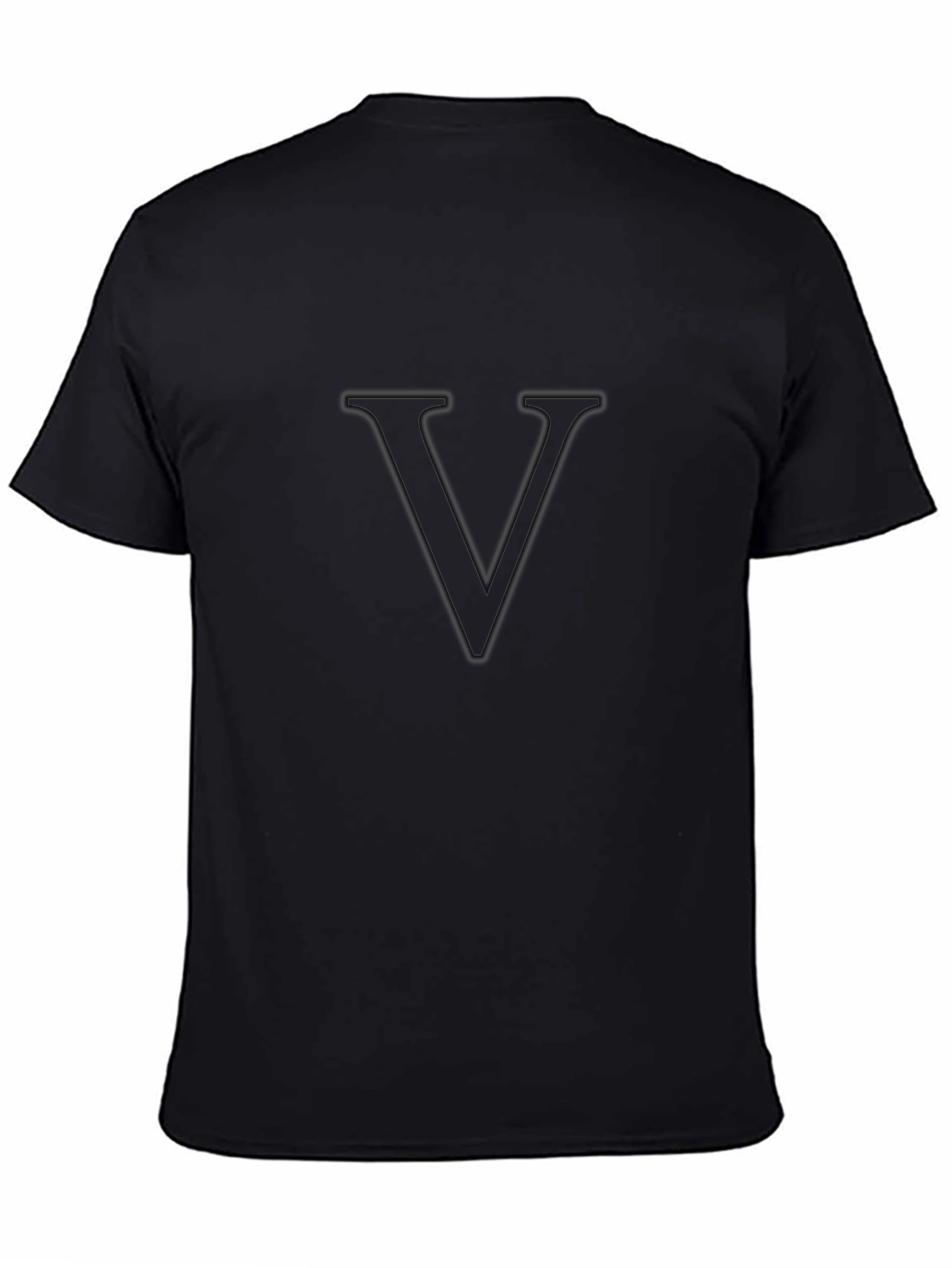Minimalist Black T-Shirt with Letter V Design