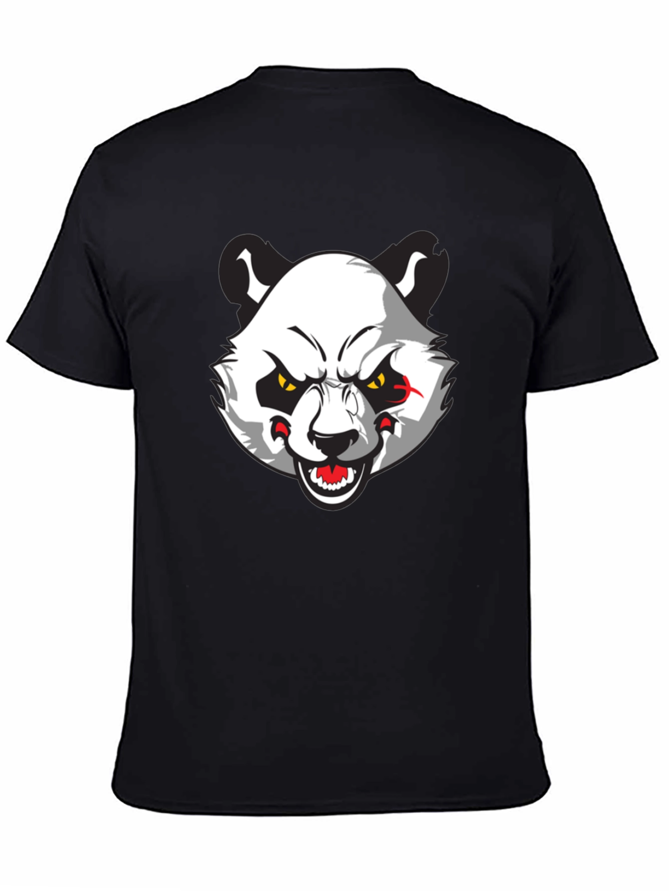Mens Black T-Shirt with Angry Panda Graphic