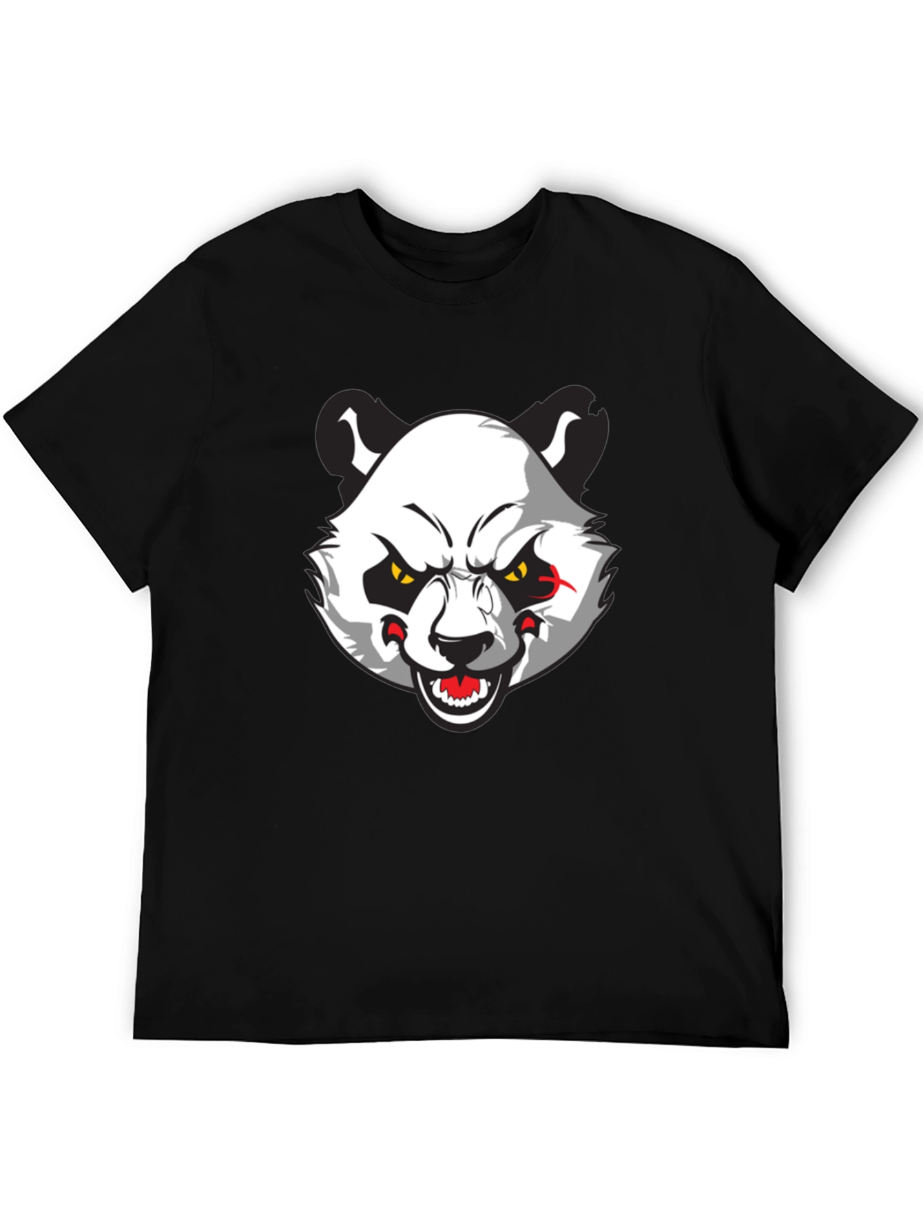 Mens Black T-Shirt with Angry Panda Graphic