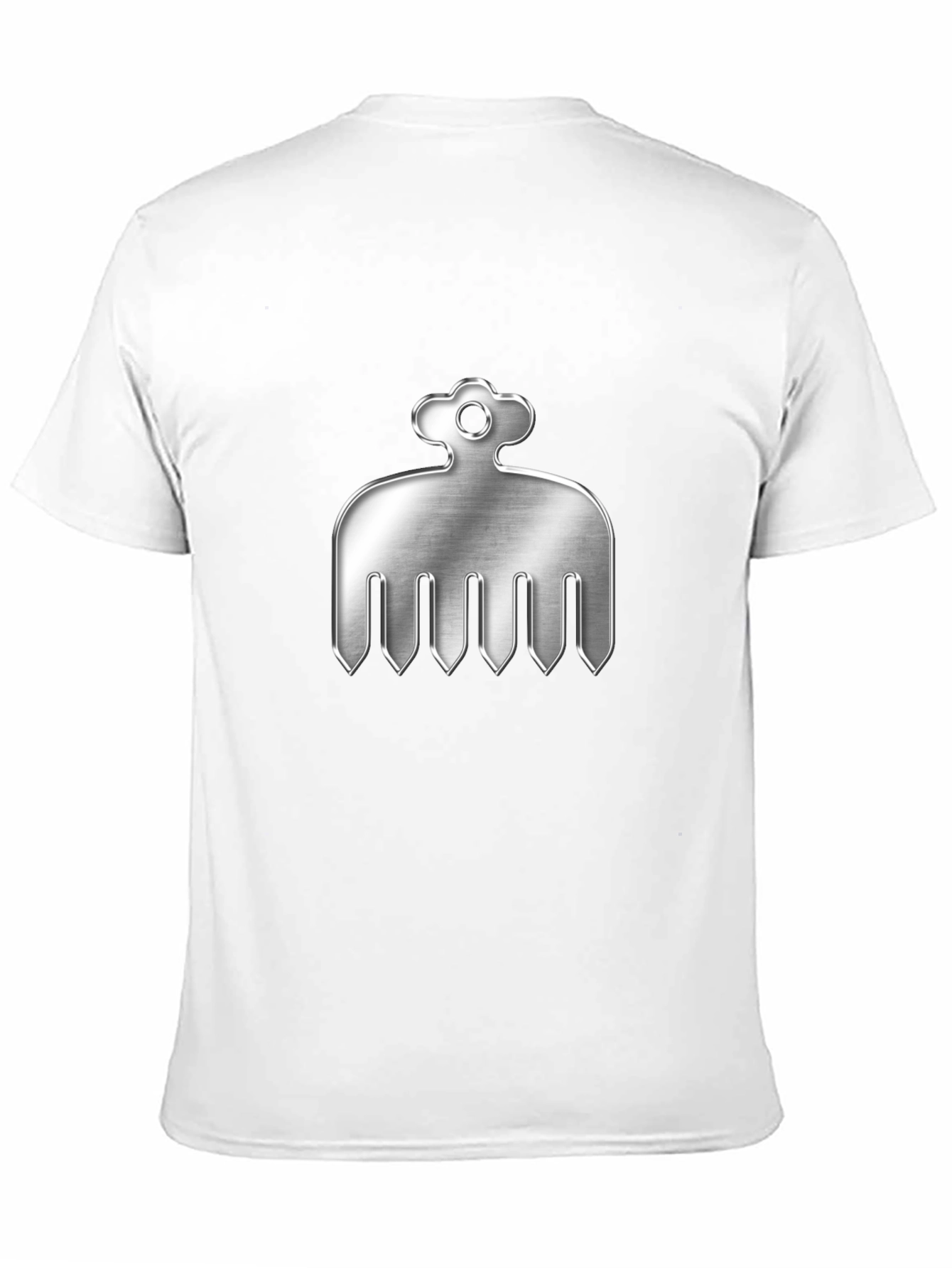 Mens Black T-Shirt with Silver Comb Design