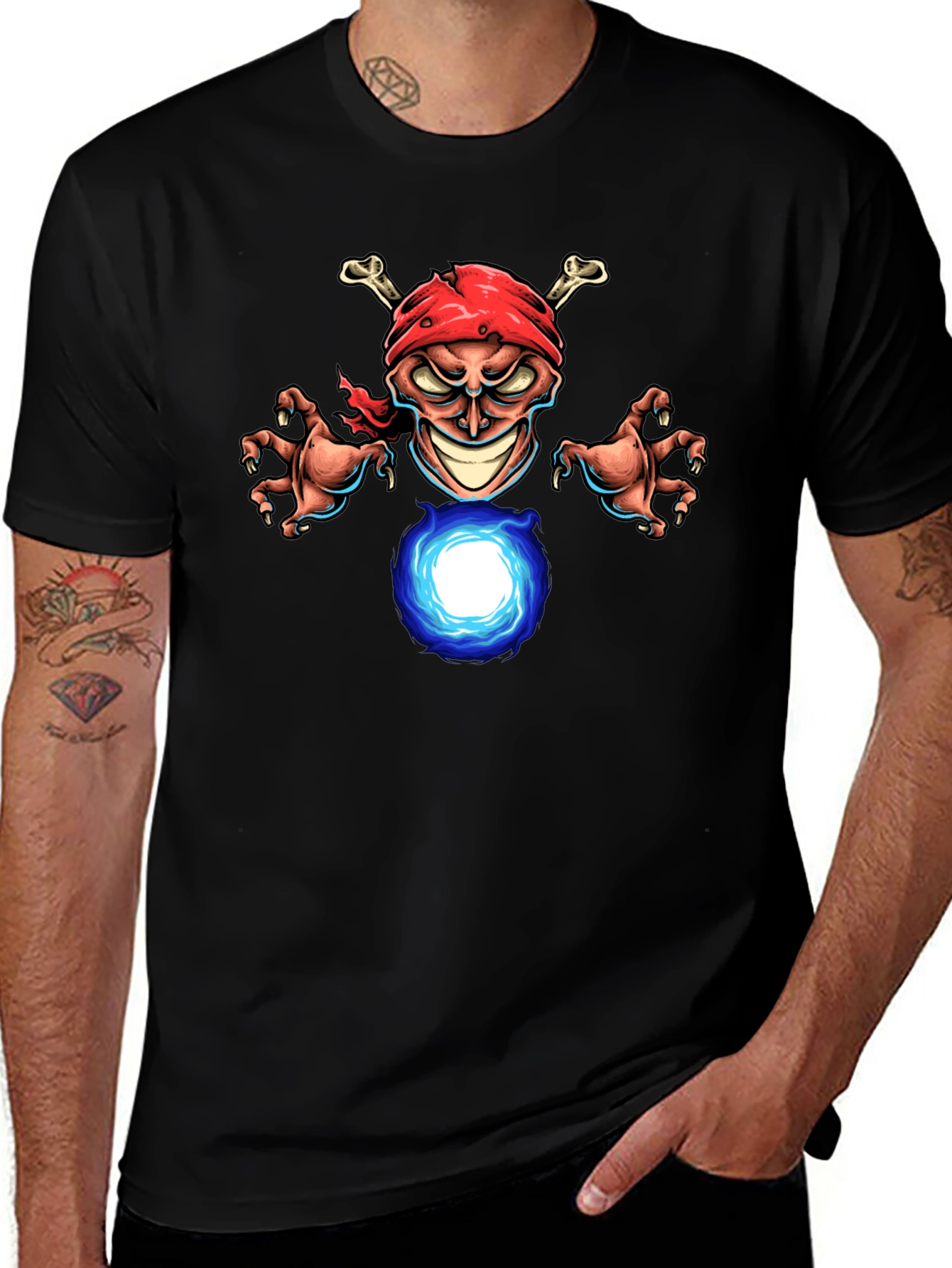 Pirate Wizard Graphic T-Shirt - Black Cotton Tee