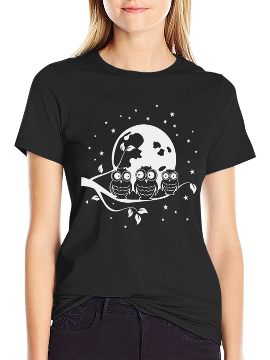 Owl Moon Graphic Tee - Unisex Black T-Shirt