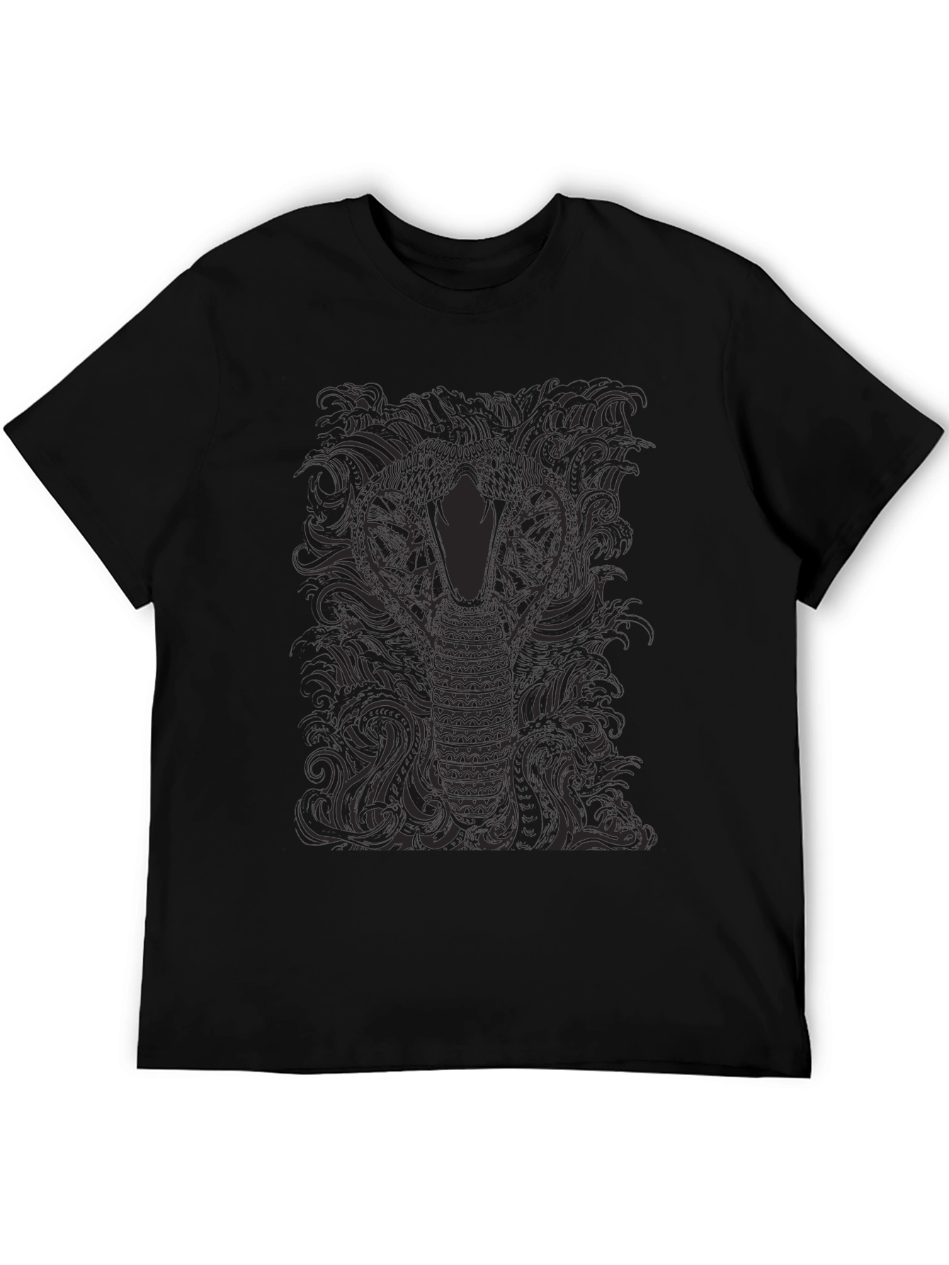Mens Black Cobra Graphic Tee - Stylish Snake Design