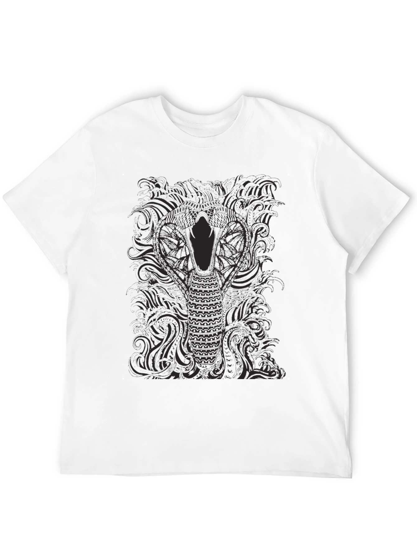Mens Black Cobra Graphic Tee - Stylish Snake Design