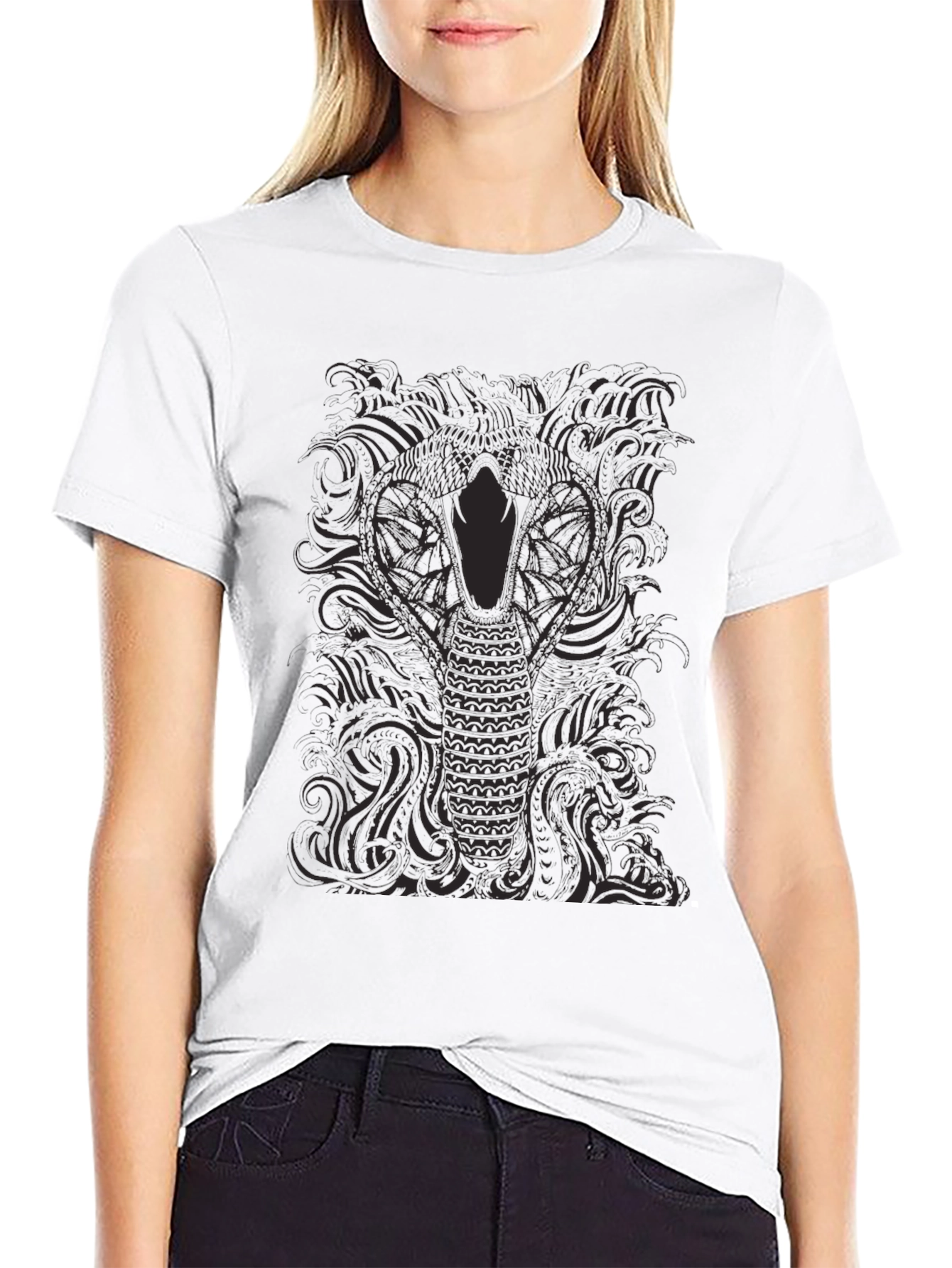 Mens Black Cobra Graphic Tee - Stylish Snake Design