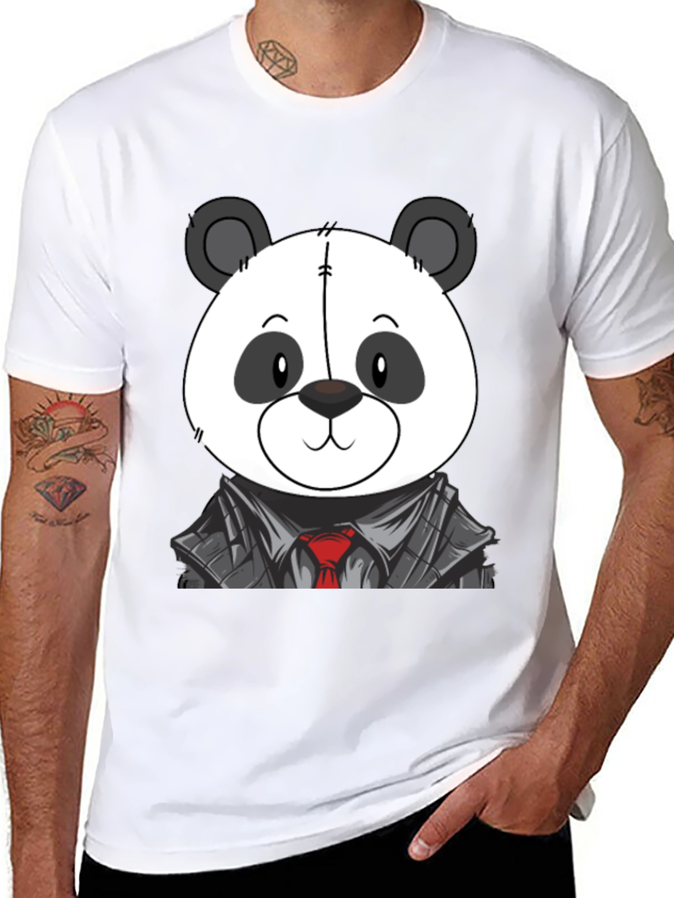 Panda Bear in Suit T-Shirt - Cute Cartoon Design