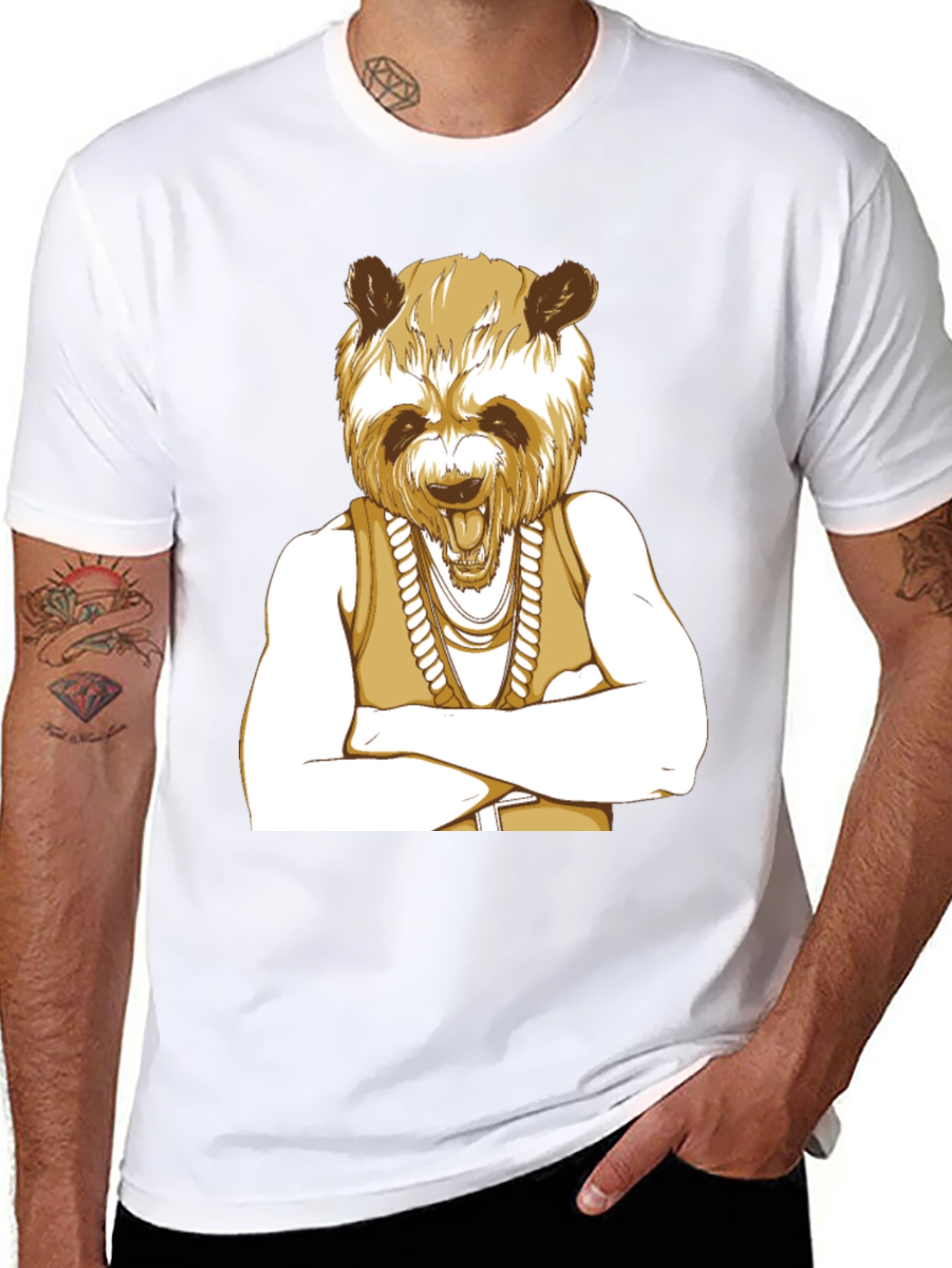 Panda Rapper Graphic Tee - Cool Casual Style