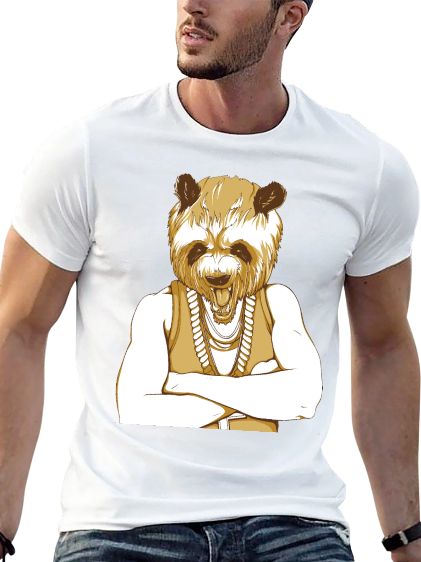 Panda Rapper Graphic Tee - Cool Casual Style