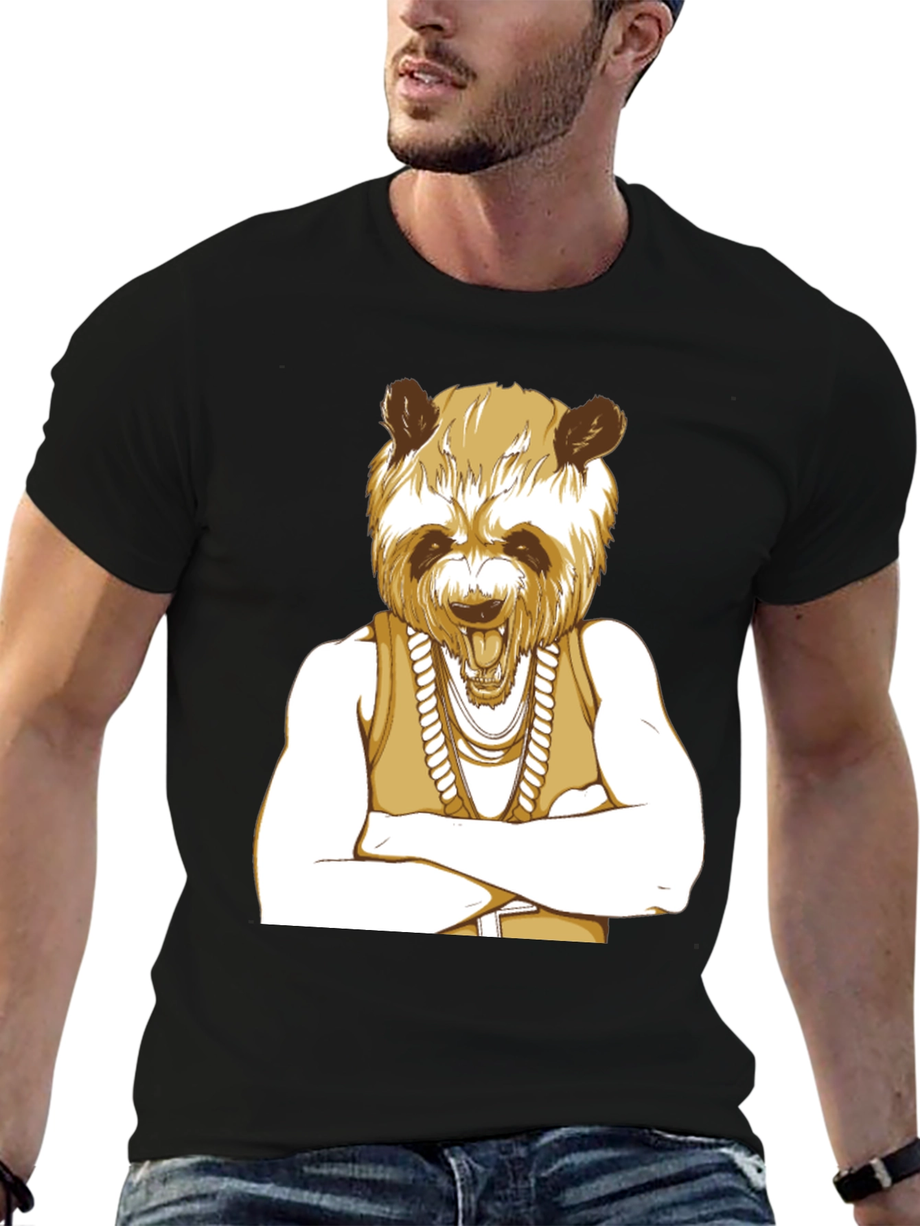 Panda Rapper Graphic Tee - Cool Casual Style