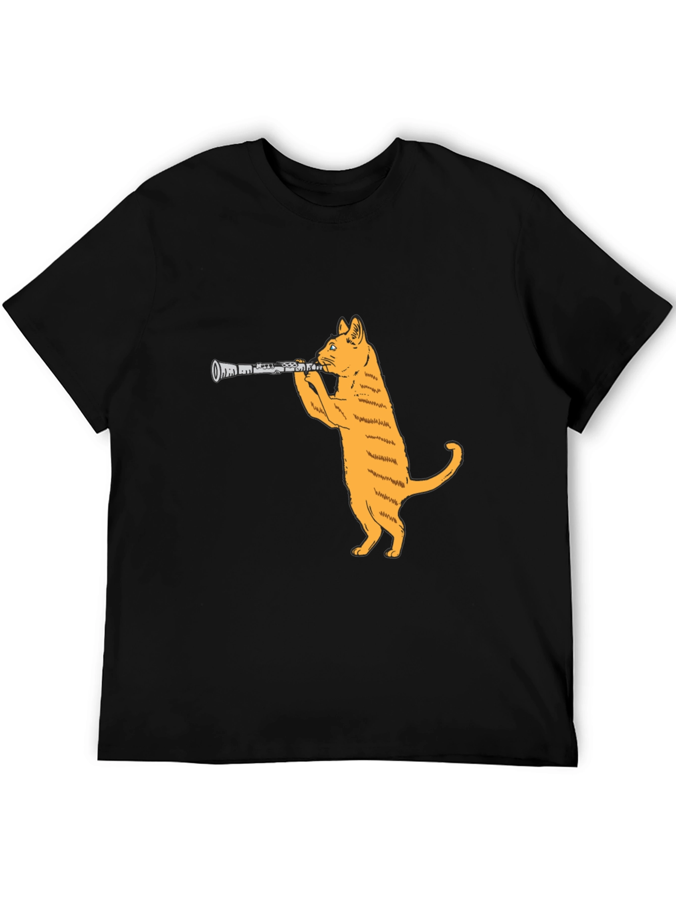 Cat Clarinet Black T-Shirt