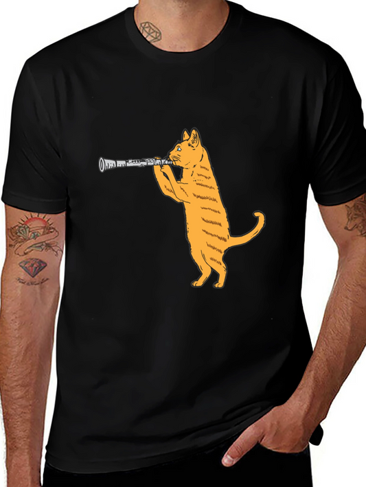 Cat Clarinet Black T-Shirt