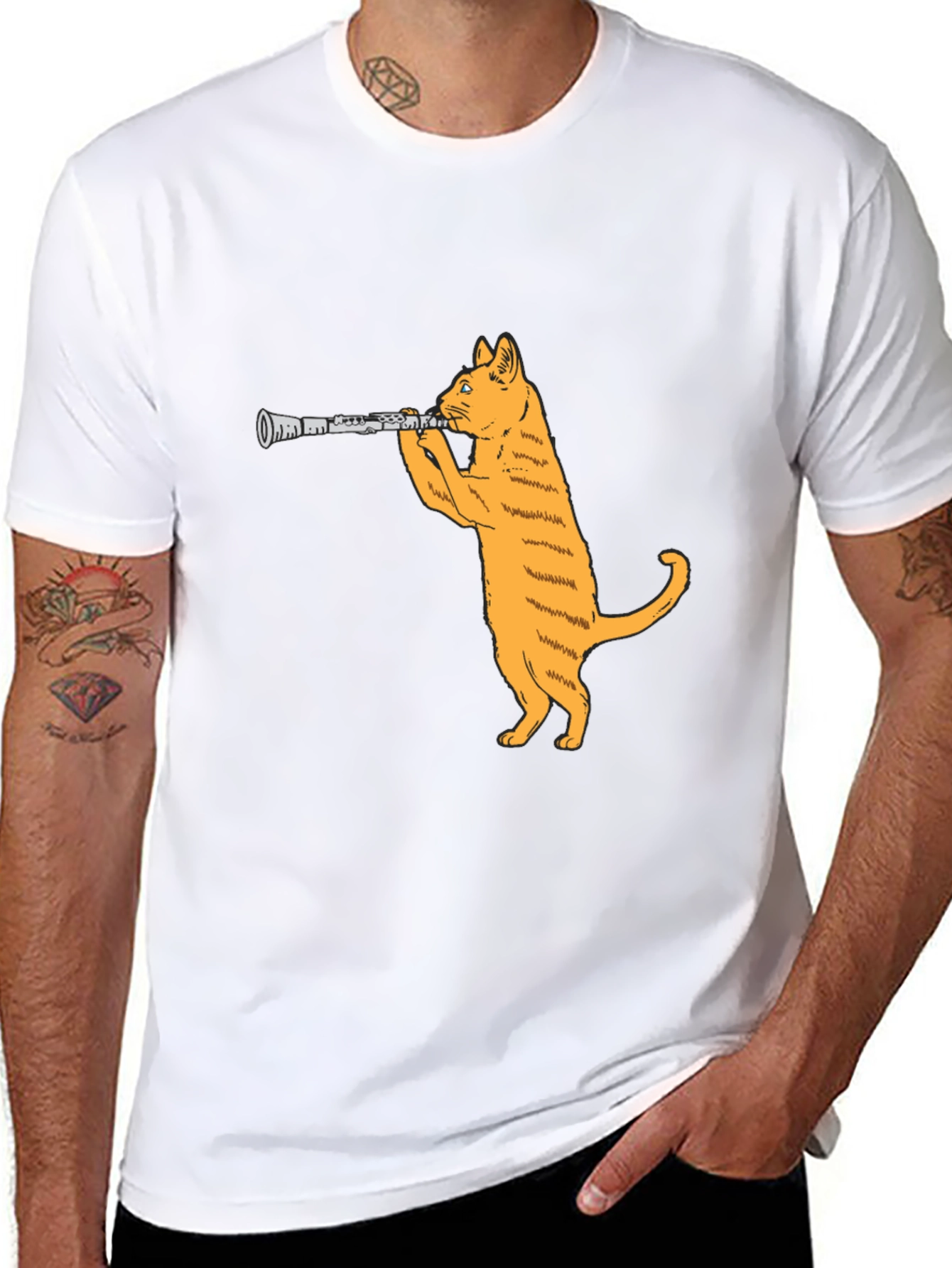 Cat Clarinet Black T-Shirt